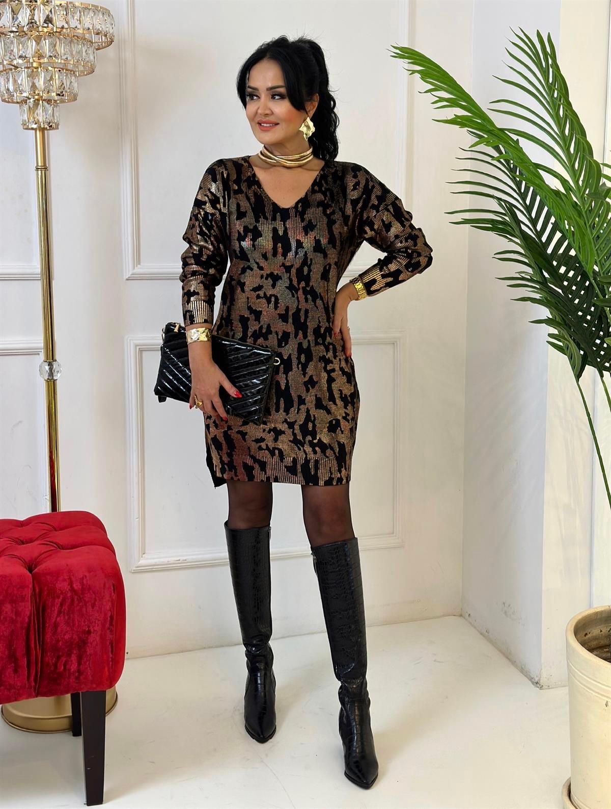 4322 bakır lightning desenli tunikKemdmsmdm