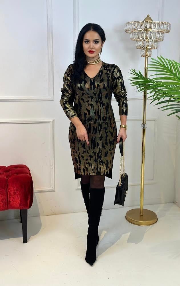 4322 Gold lightning desenli tunikKemdmsmdm