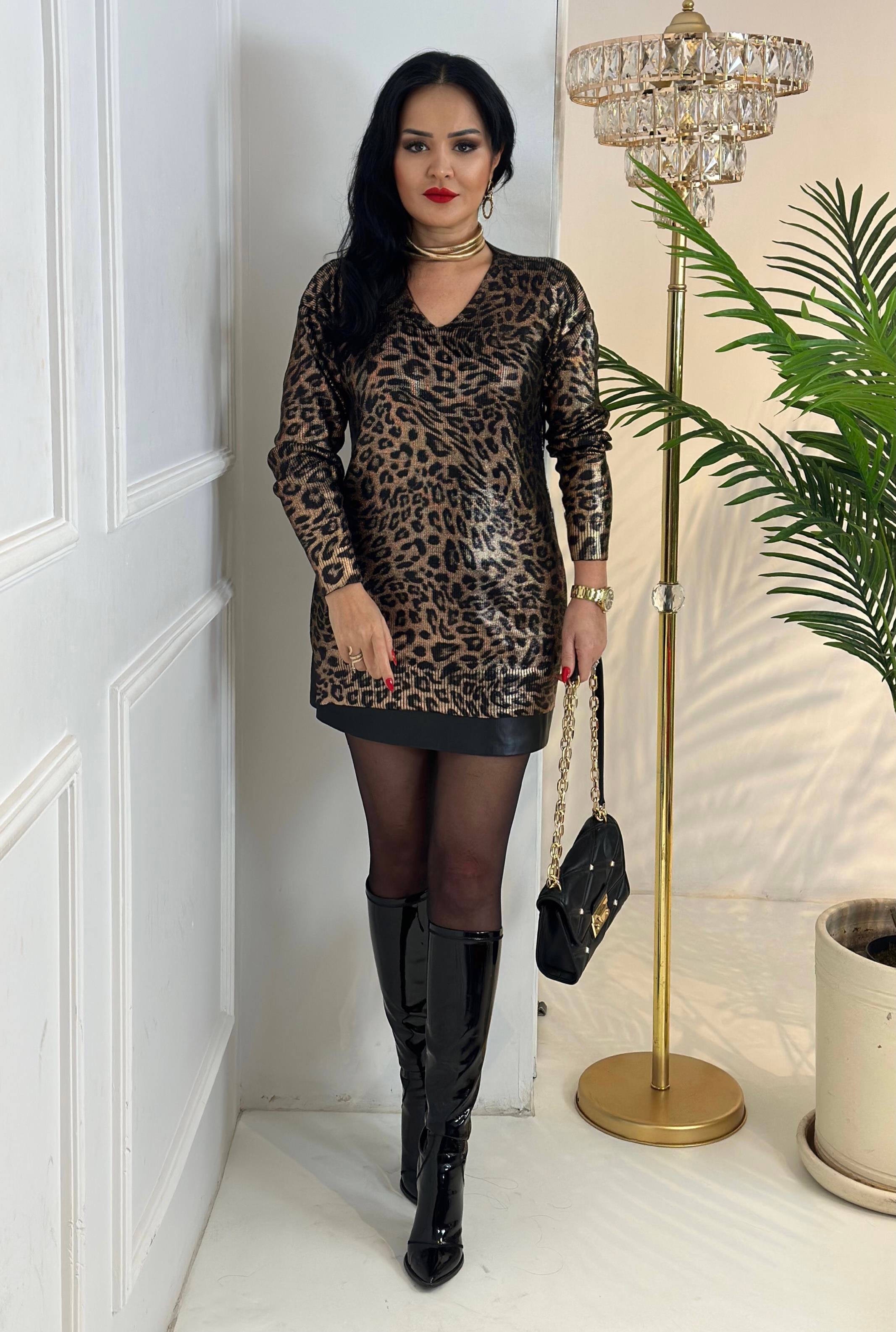 4323 bakır leopar desenli tunikKemdmsmdm