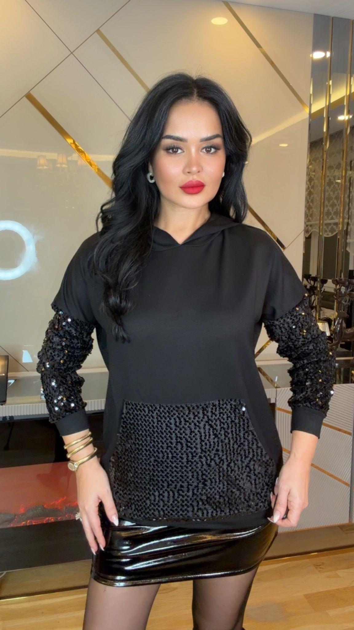 4341   Önü   Payetli İki İplik  Sweatshırt4341