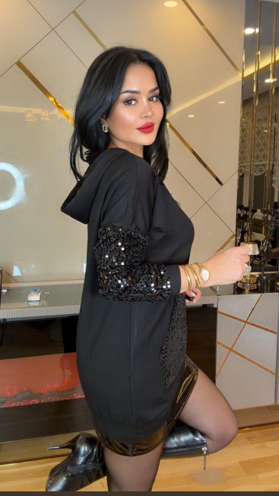 4341   Önü   Payetli İki İplik  Sweatshırt4341