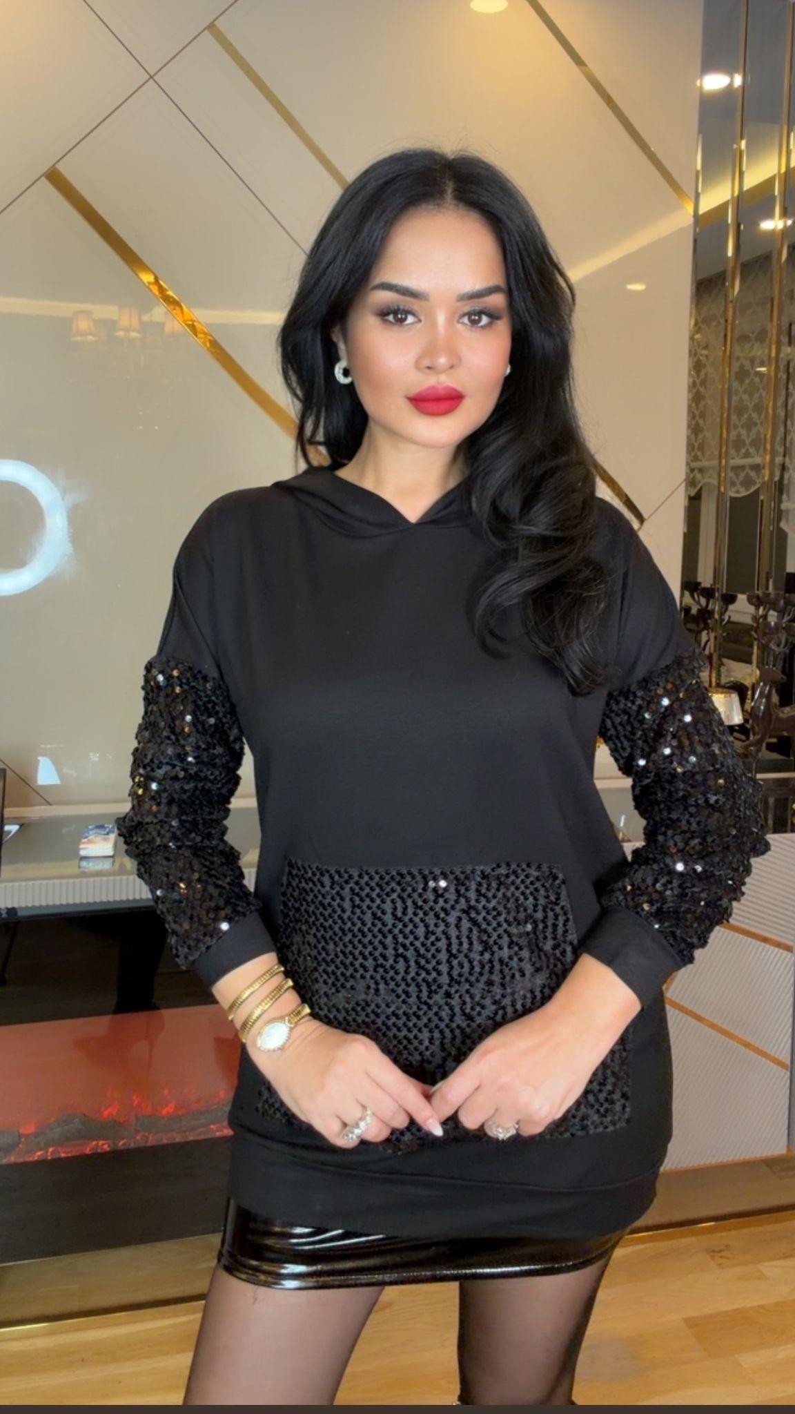 4341   Önü   Payetli İki İplik  Sweatshırt4341