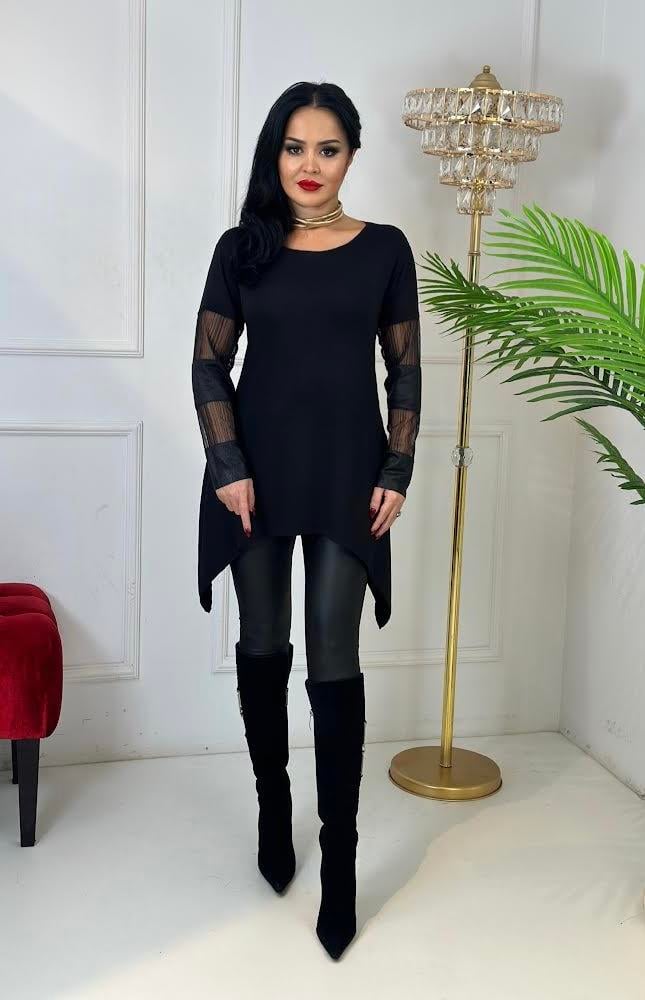 4374 Kol detaylı siyah tunikhyshsywsyw