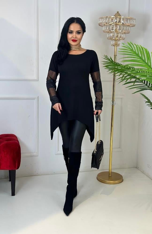 4374 Kol detaylı siyah tunikhyshsywsyw