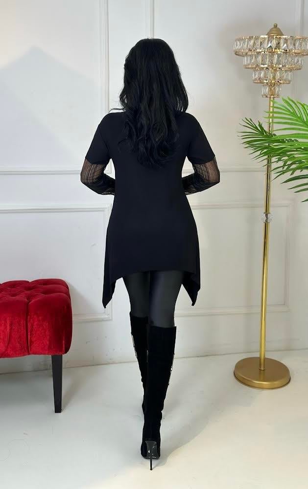 4374 Kol detaylı siyah tunikhyshsywsyw