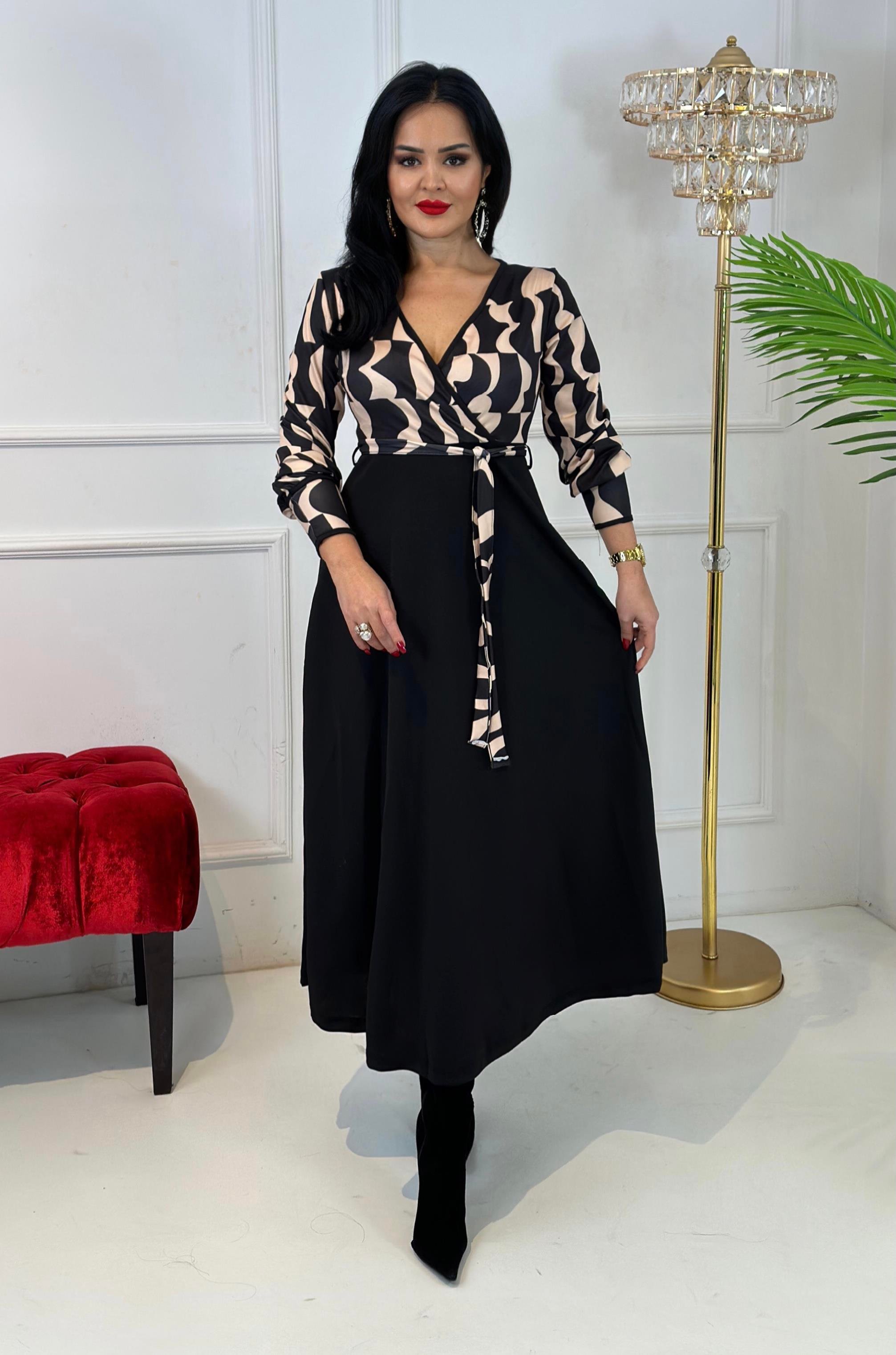 4388 İthal krep bayan elbise Kemdmsmdm