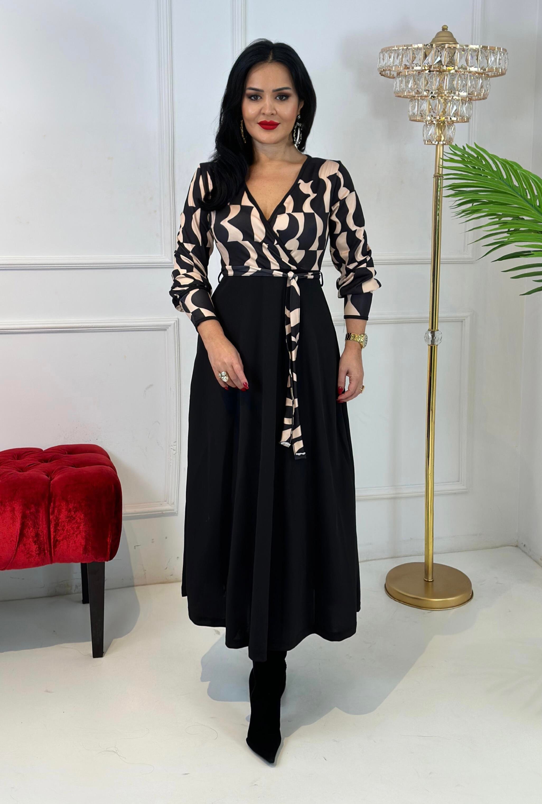 4388 İthal krep bayan elbise Kemdmsmdm