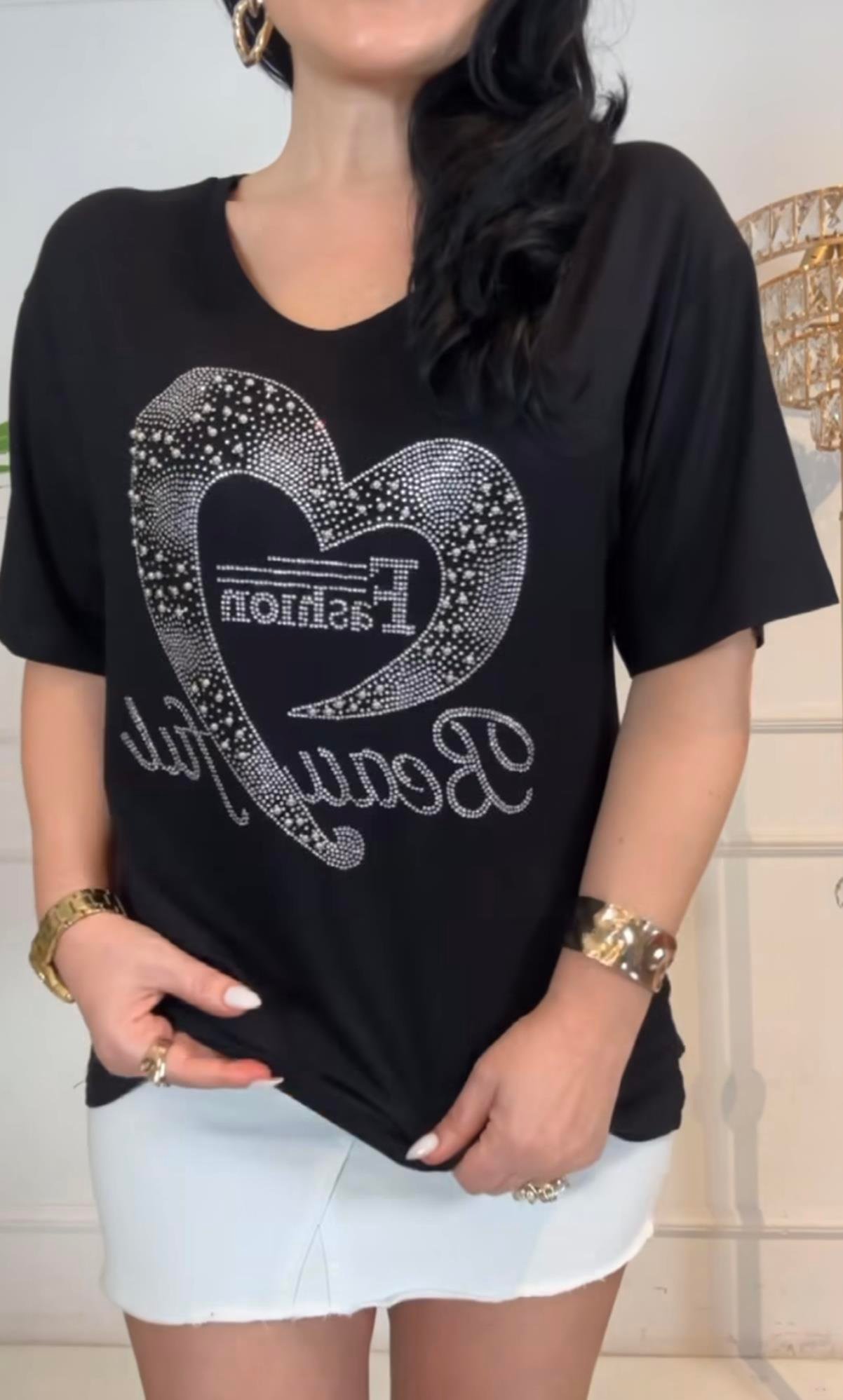 4443 Taş detaylı bluzdef45ty54y5