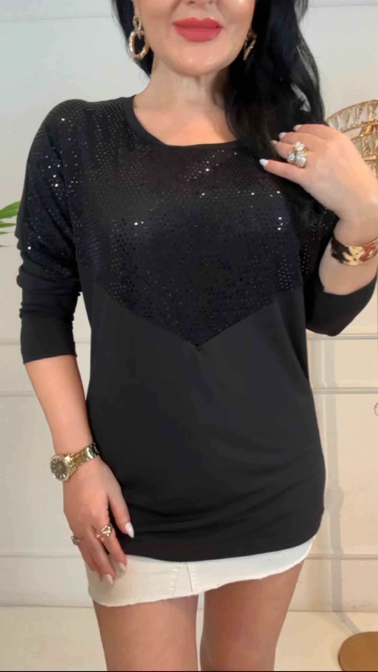 4446 Transparan  siyah bluzdef45ty54y5