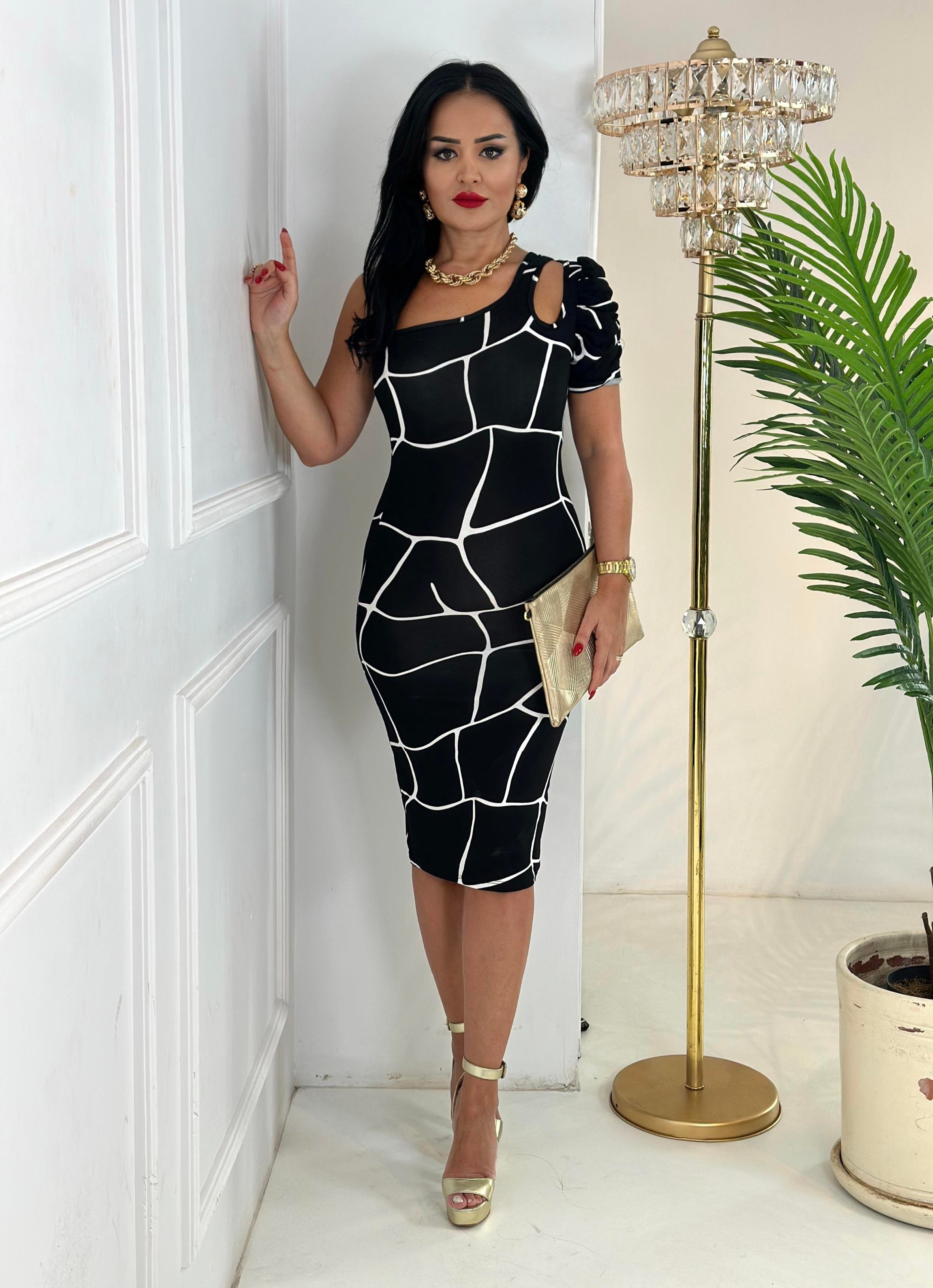 4470 Tek kol pamuk viskon elbiseSösödöm