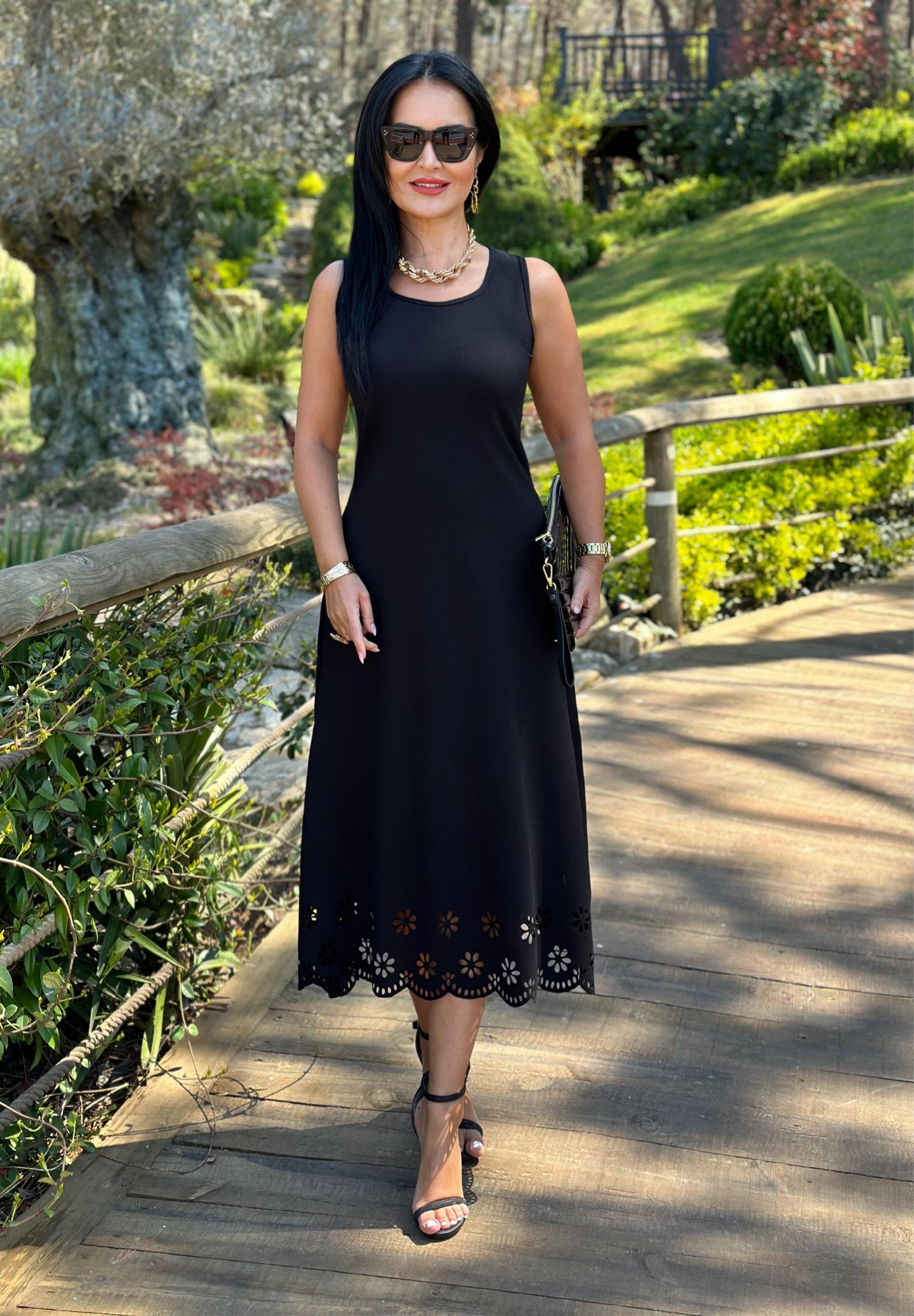 4489 Etek ucu çiçek detaylı elbise 4479