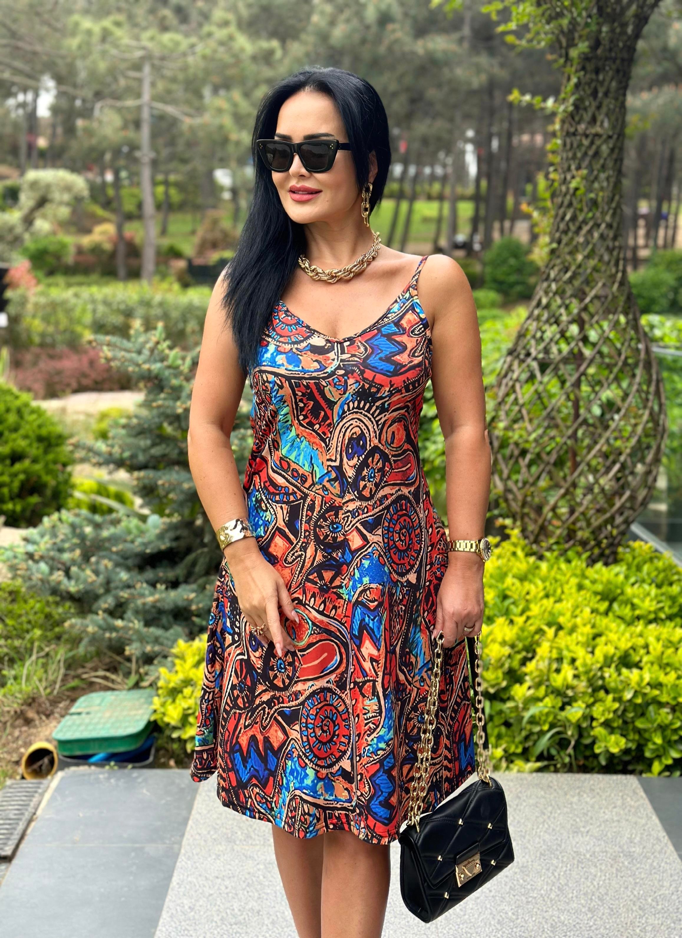 4492 Amber  desen elbise4492