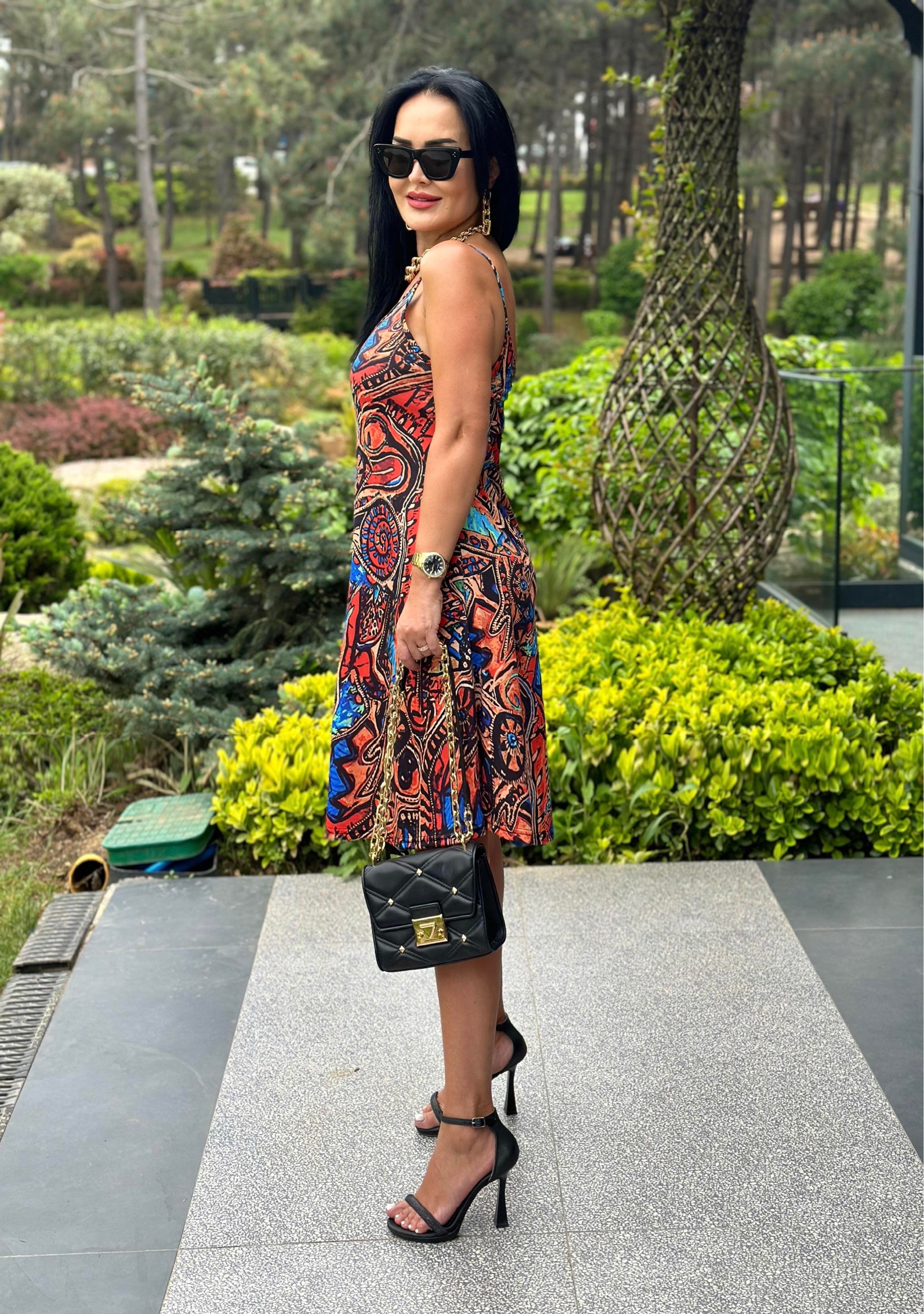 4492 Amber  desen elbise4492