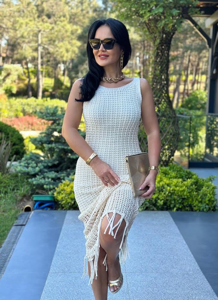 4499  Dantelli beyaz elbise4499