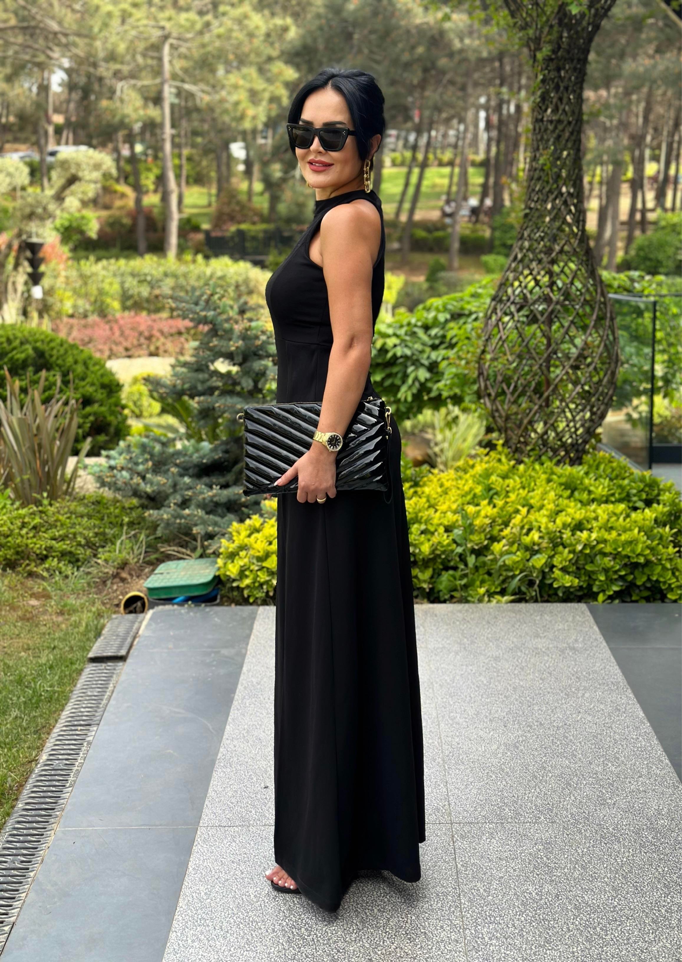 4500 Siyah halter yaka elbise4500