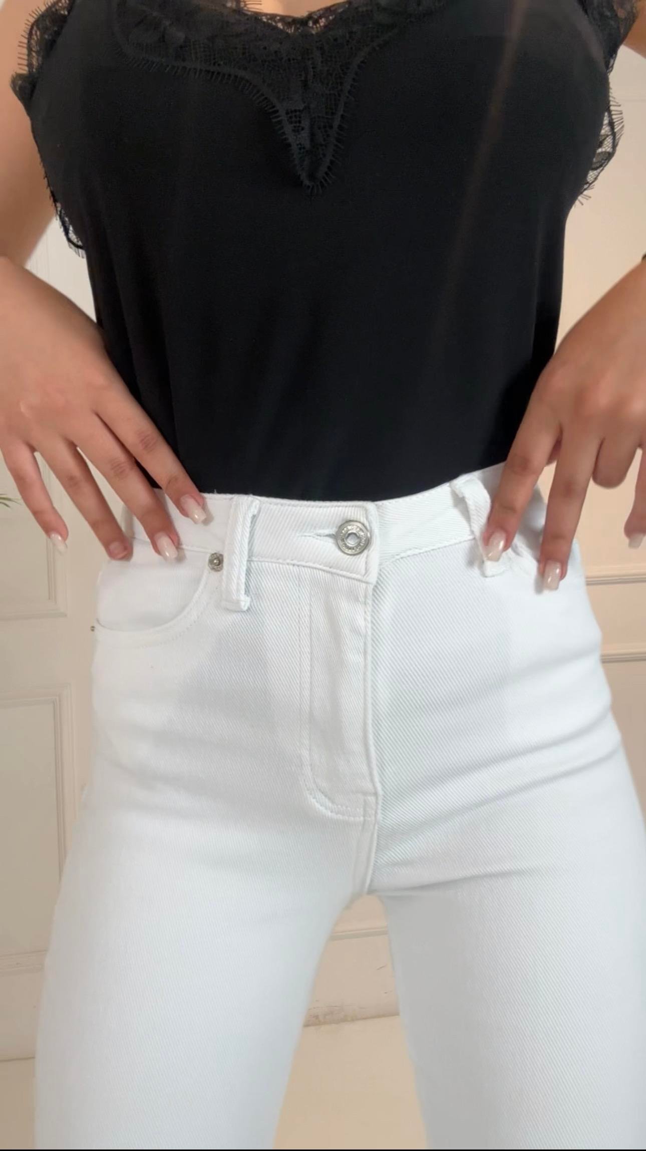 4505 Premium seri korse etkili iki beden ince gösteren beyaz pantolon4505