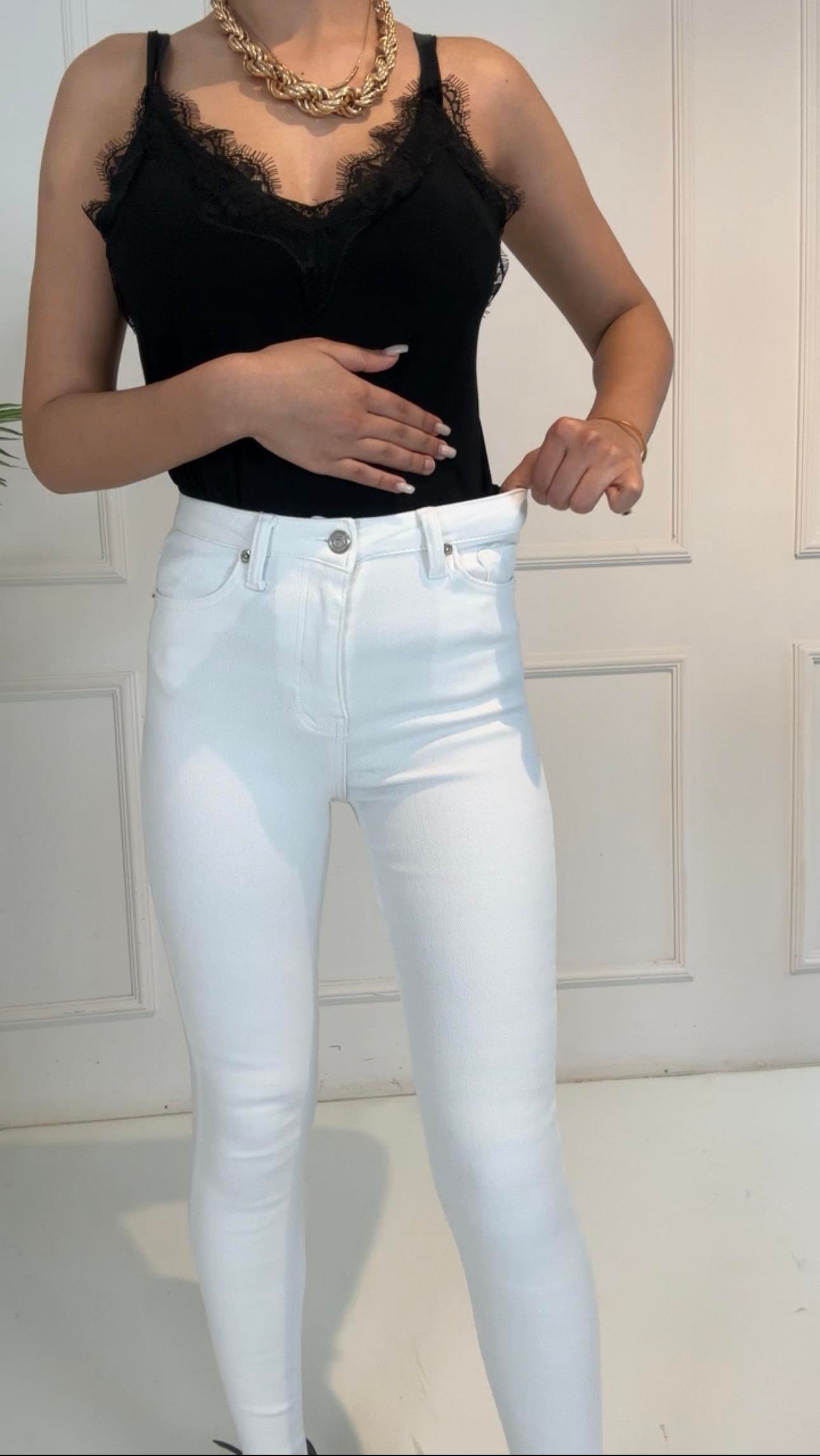 4505 Premium seri korse etkili iki beden ince gösteren beyaz pantolon4505