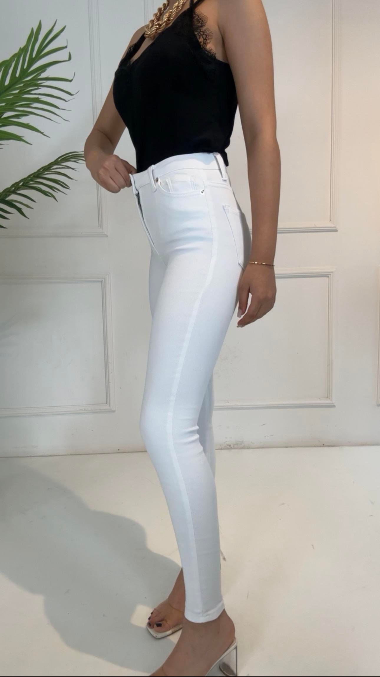 4505 Premium seri korse etkili iki beden ince gösteren beyaz pantolon4505