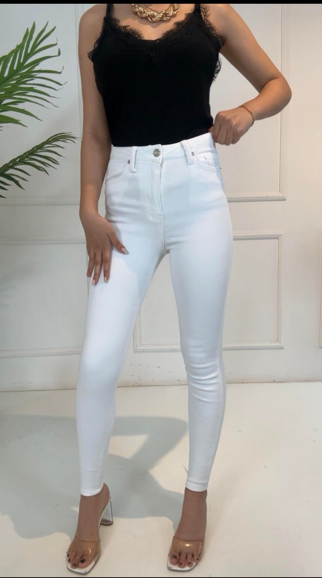 4505 Premium seri korse etkili iki beden ince gösteren beyaz pantolon4505