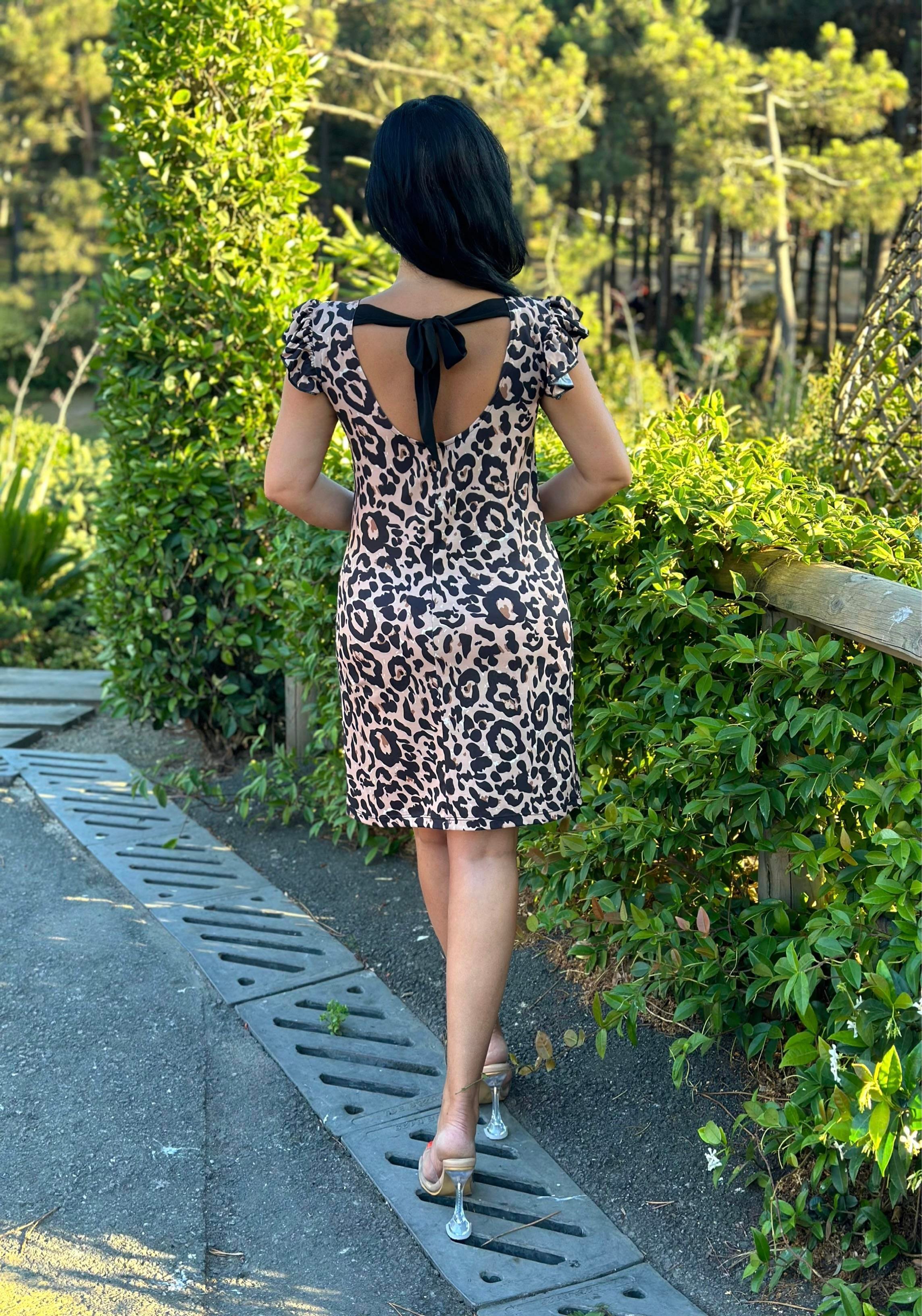 4531 Leopar desenli elbise 4531