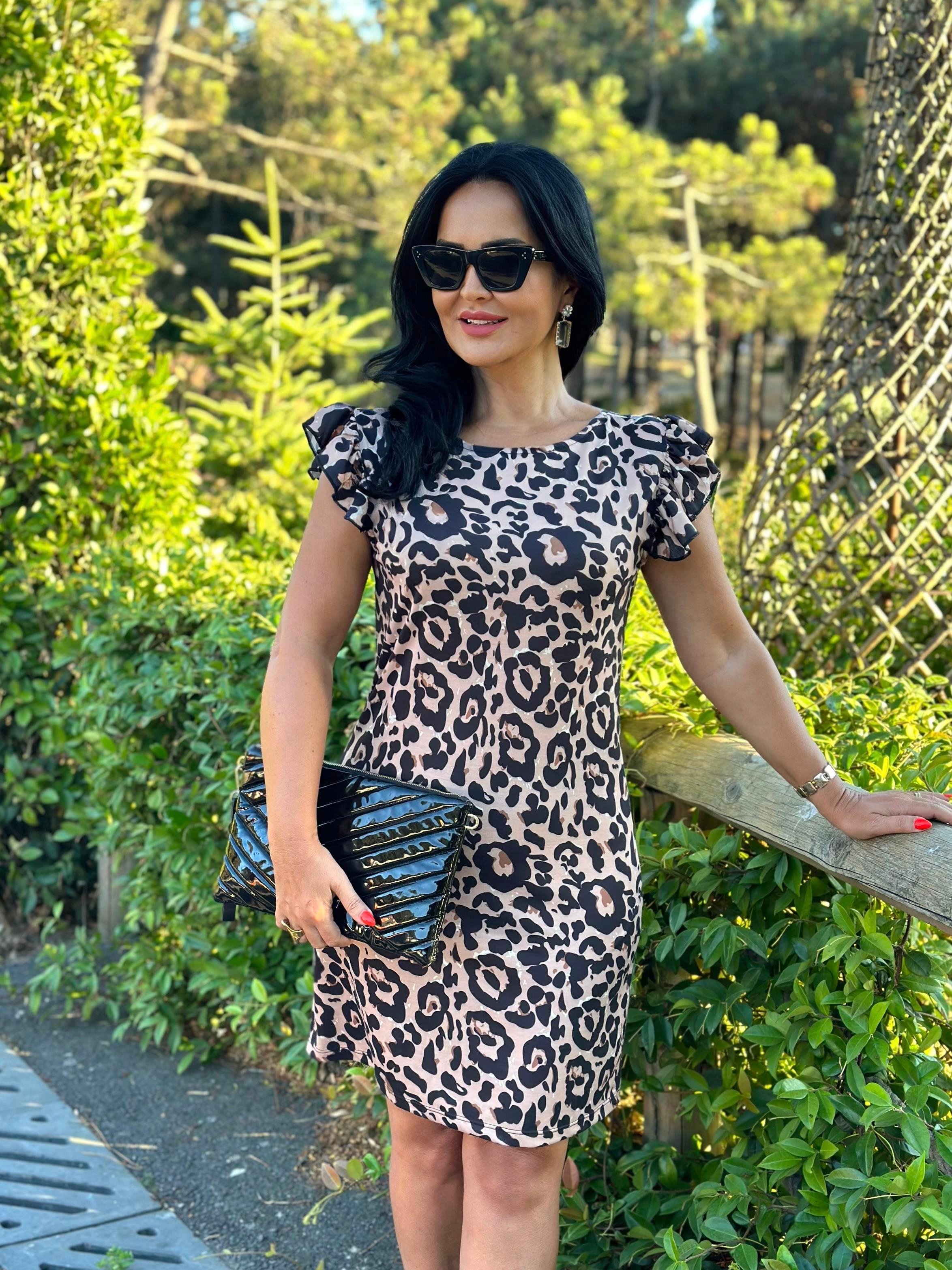 4531 Leopar desenli elbise 4531