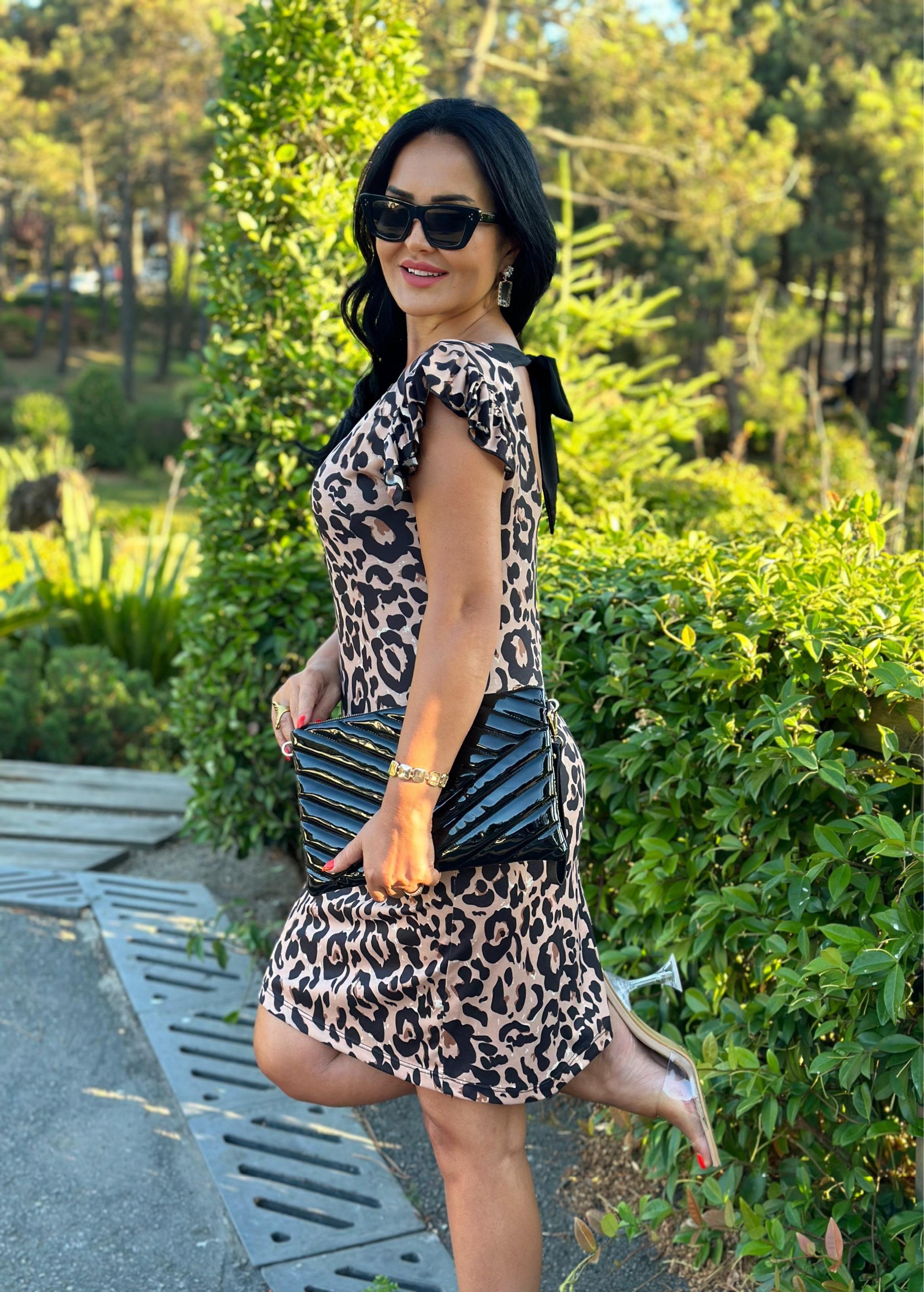 4531 Leopar desenli elbise 4531