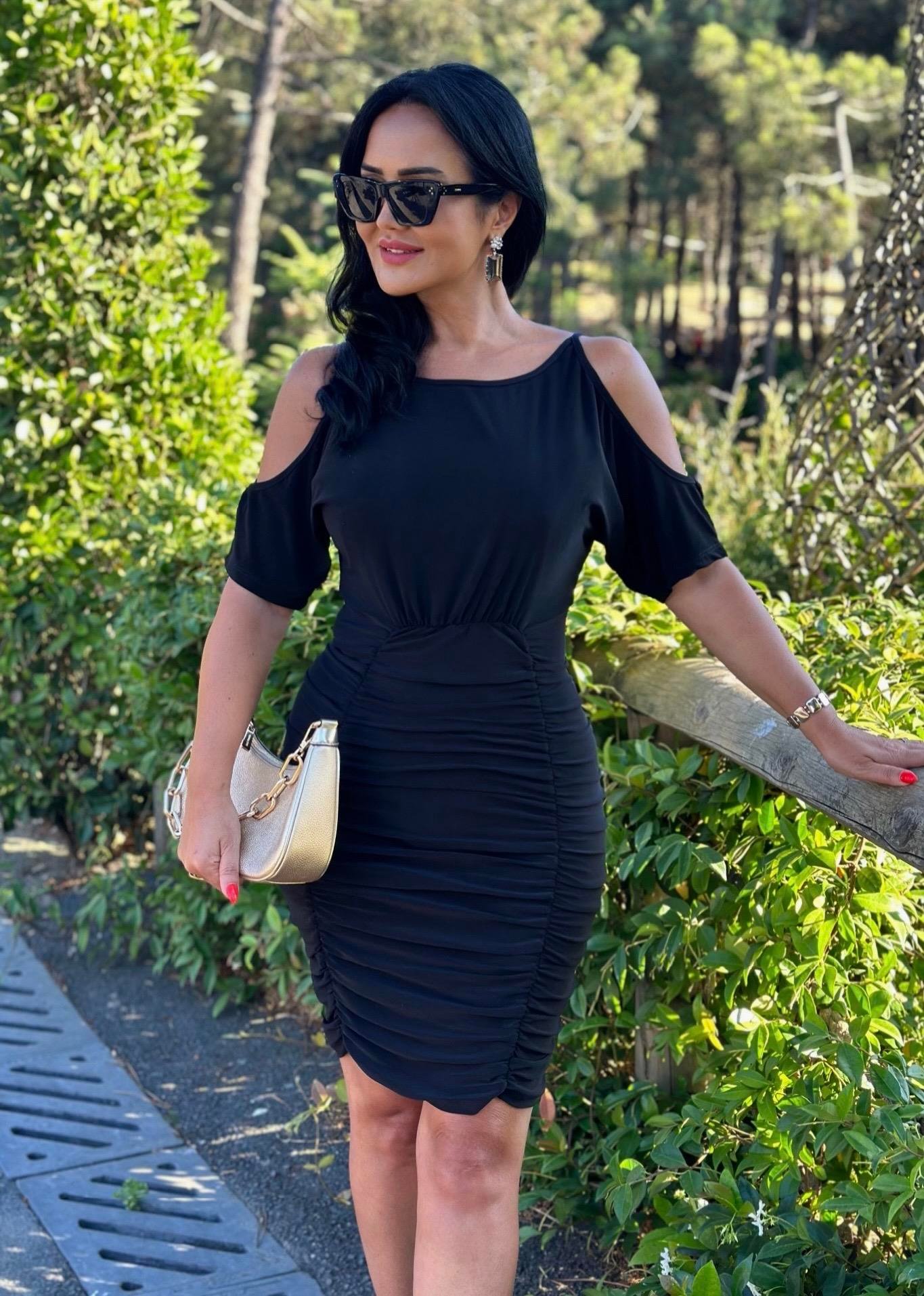 4533 Sandy siyah  mini elbise 4533