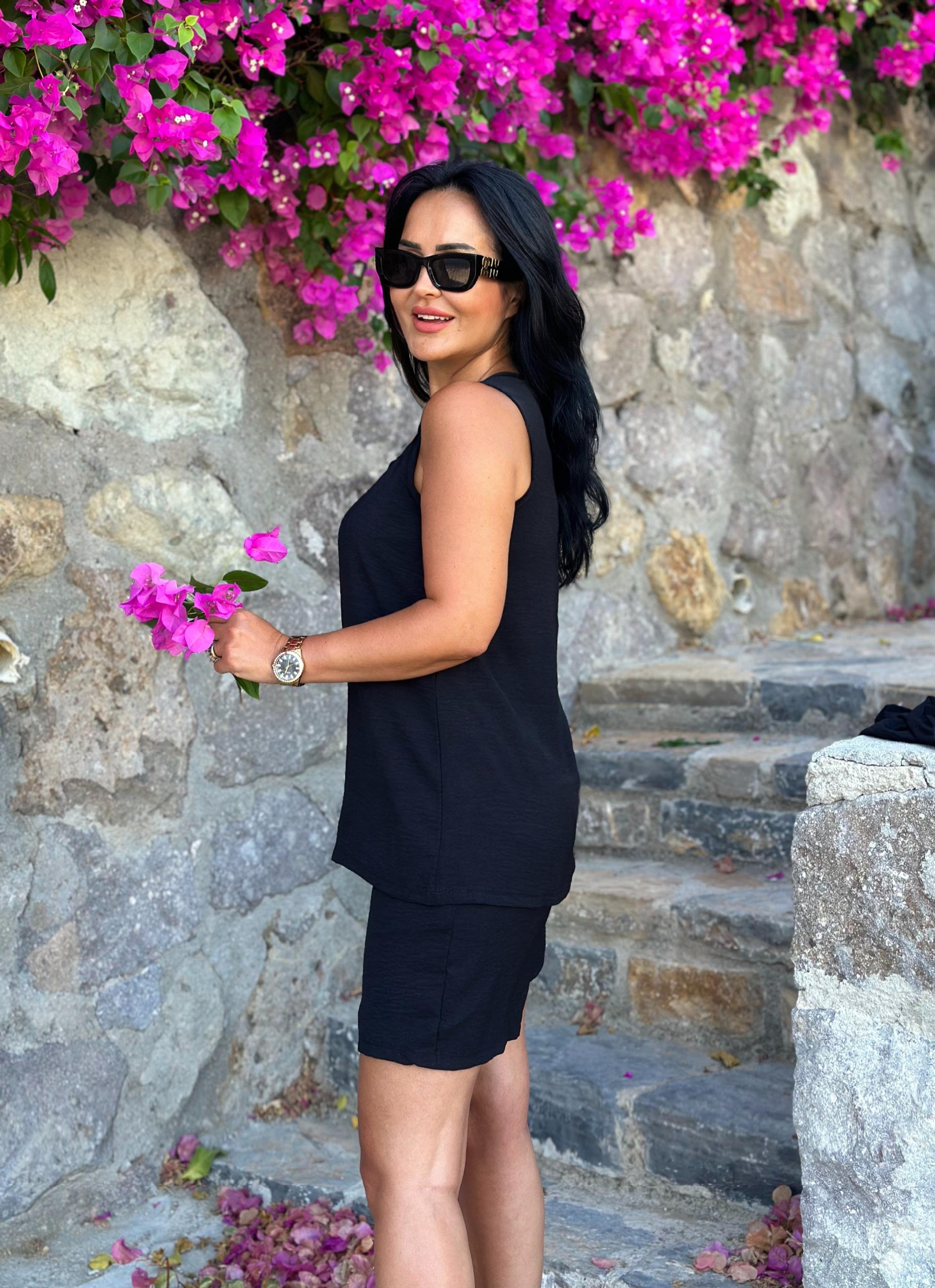 4547 Siyah şort takım4547