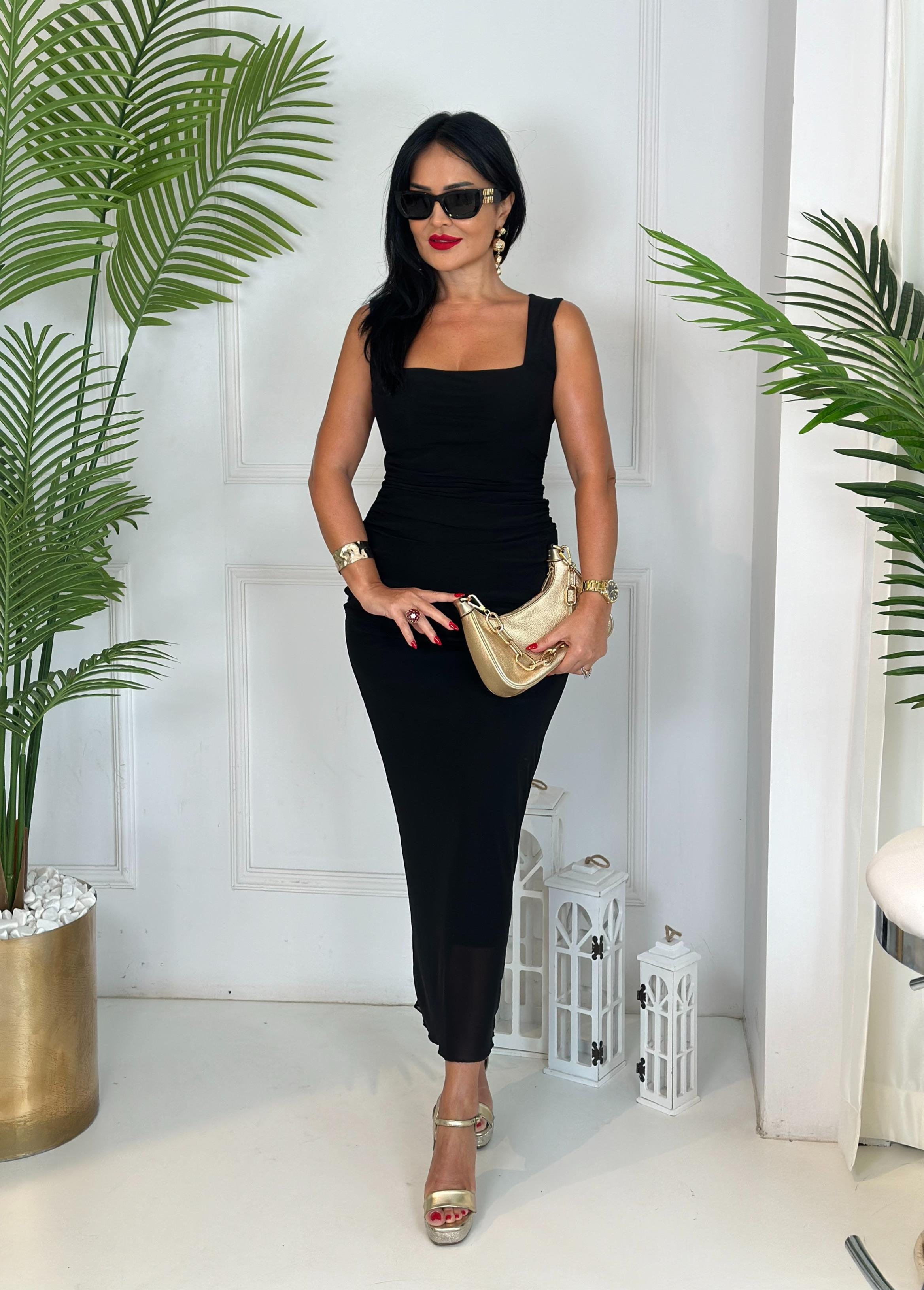 4553 Siyah tül  elbise 4553