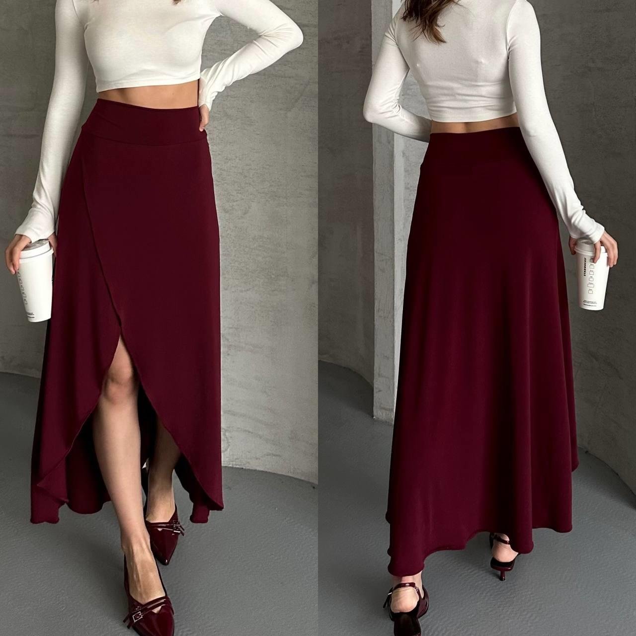 4567 Paris  bordo  yırtmaçlı şort etek4567