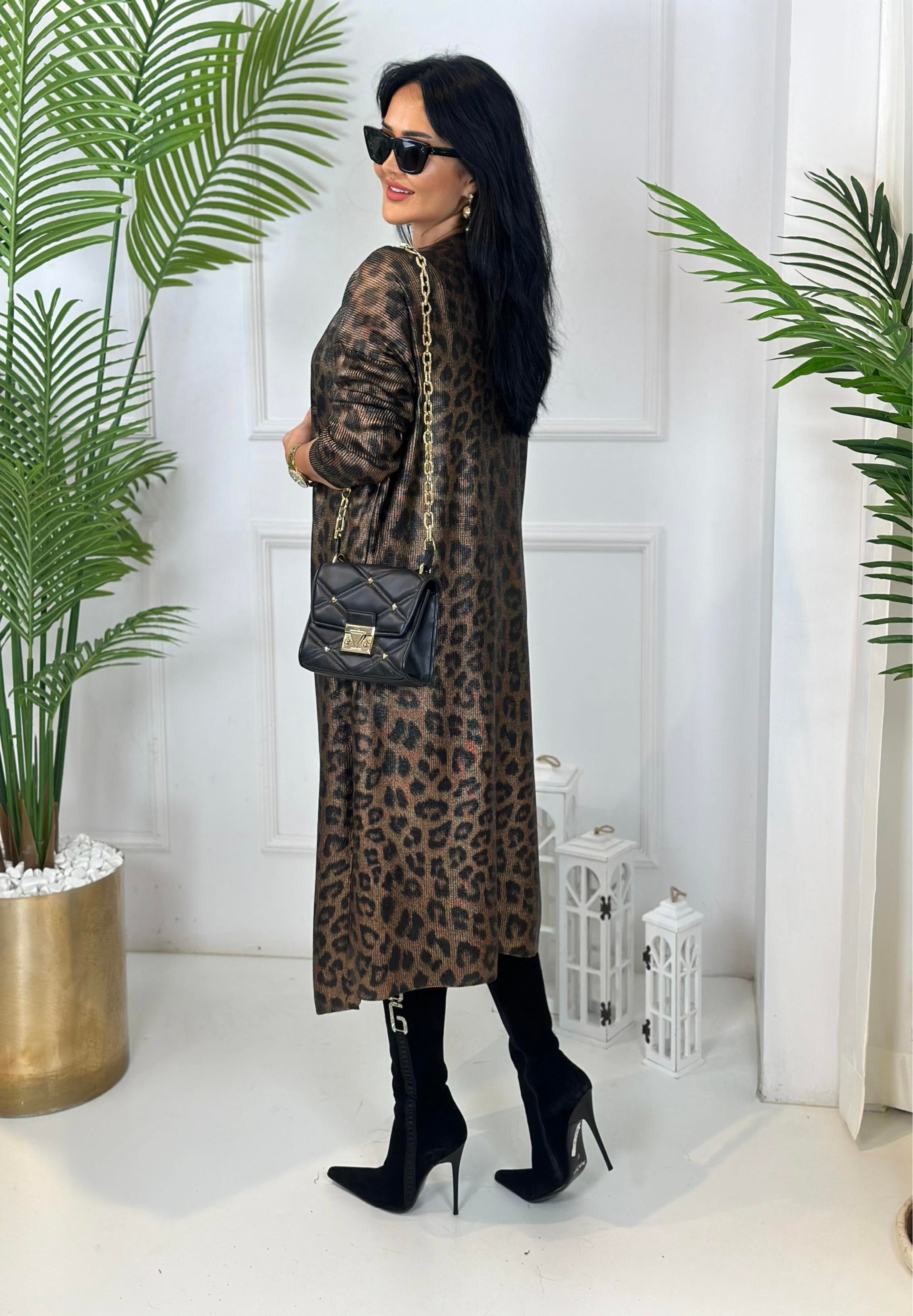 4592 Özel üretim kaplamalı leopar  hırka  4592