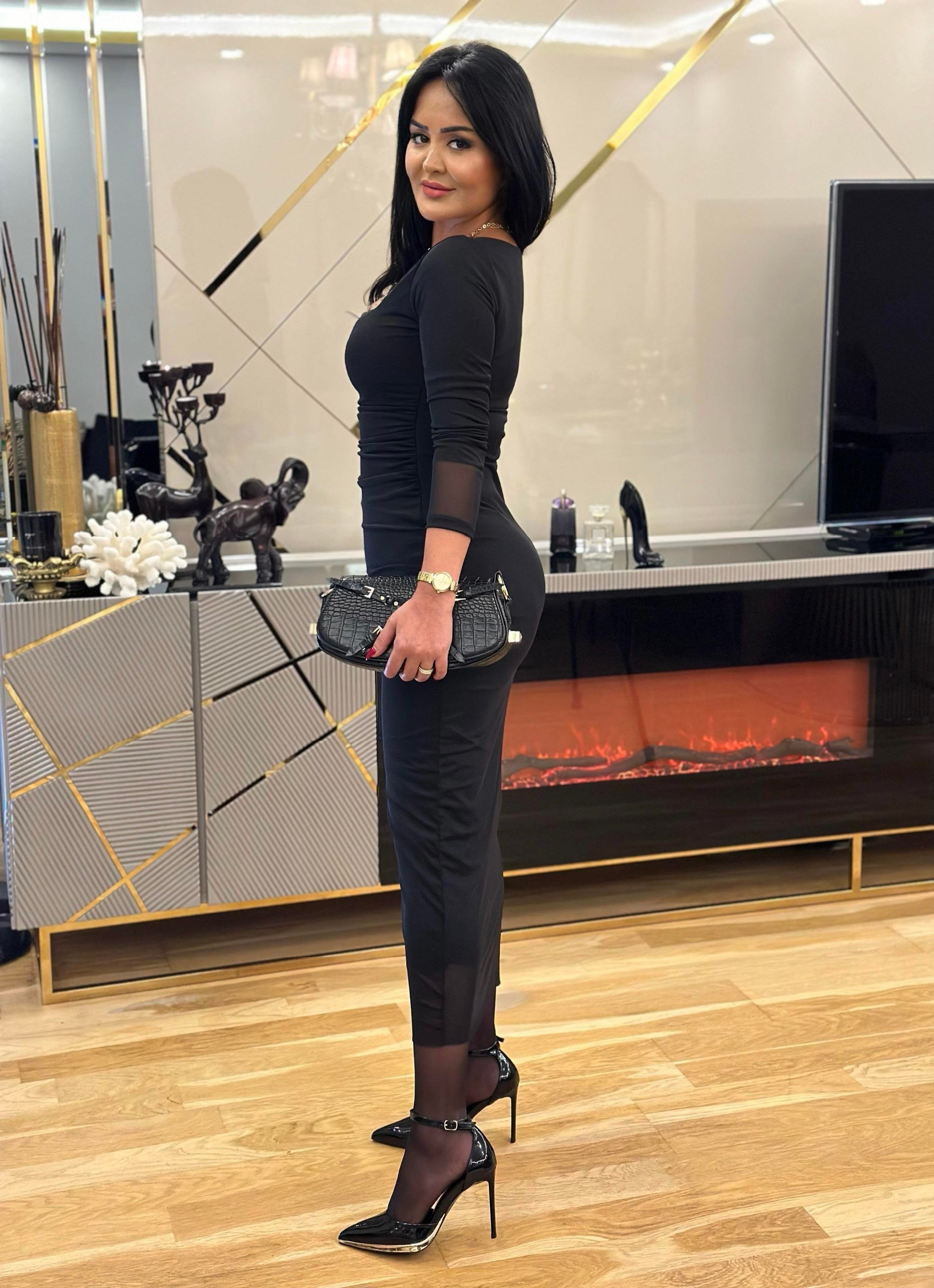 4605 Siyah tül  elbise 4605