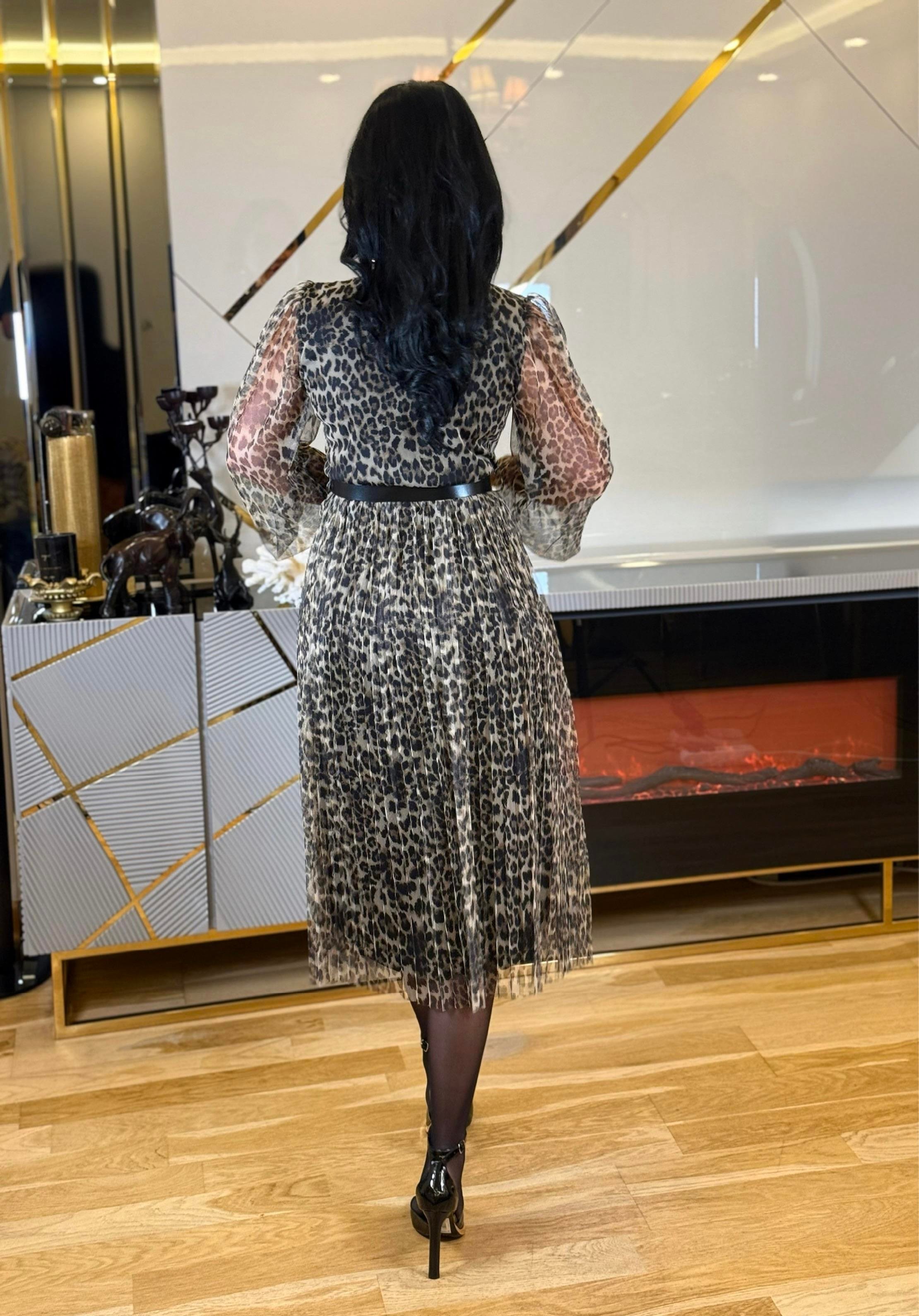 4617 Leopar tül elbise 4617 