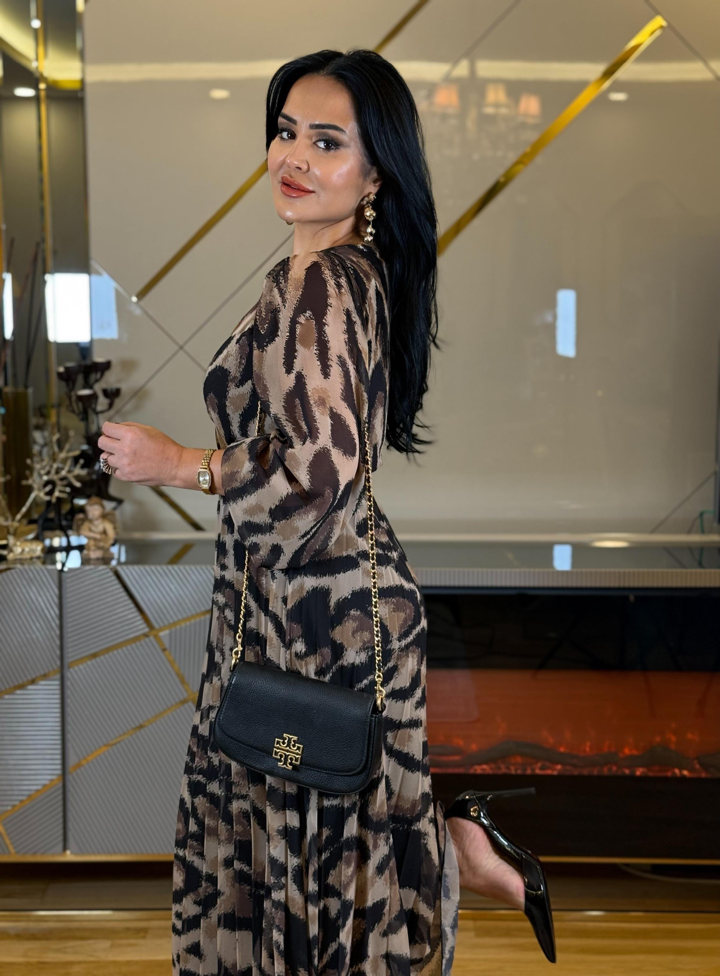 4671 Leopar tül elbise 4671
