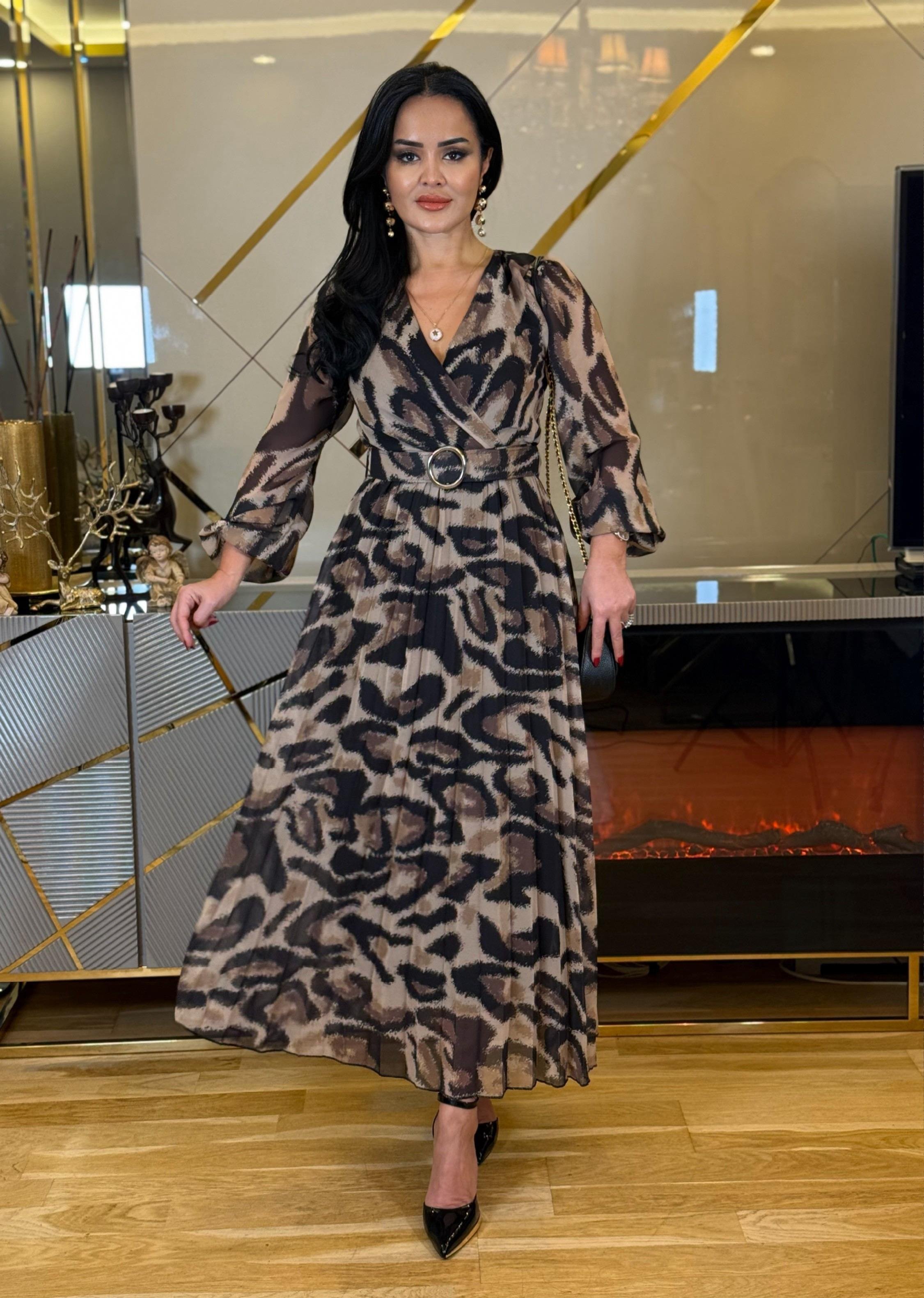 4671 Leopar tül elbise 4671
