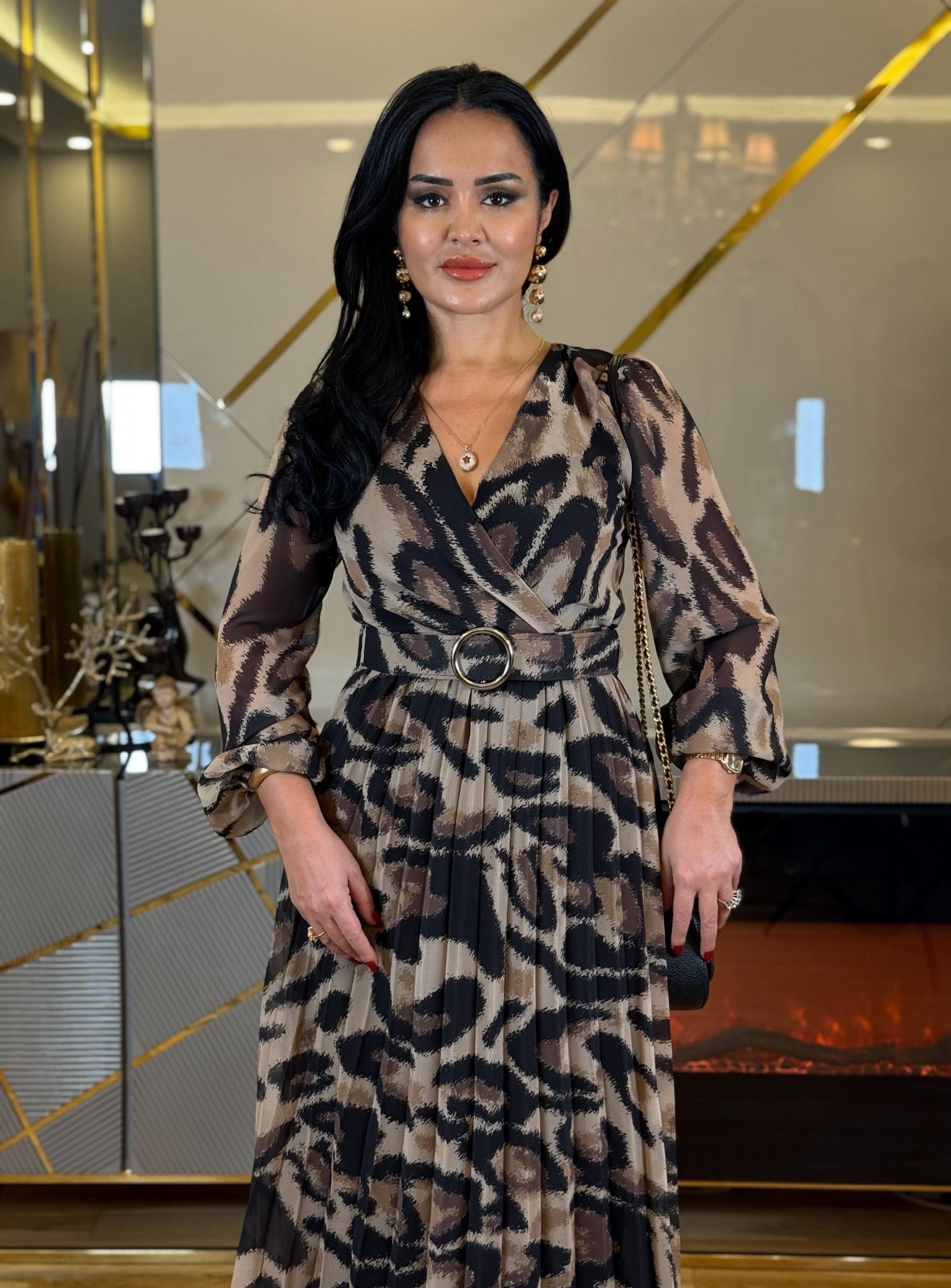 4671 Leopar tül elbise 4671