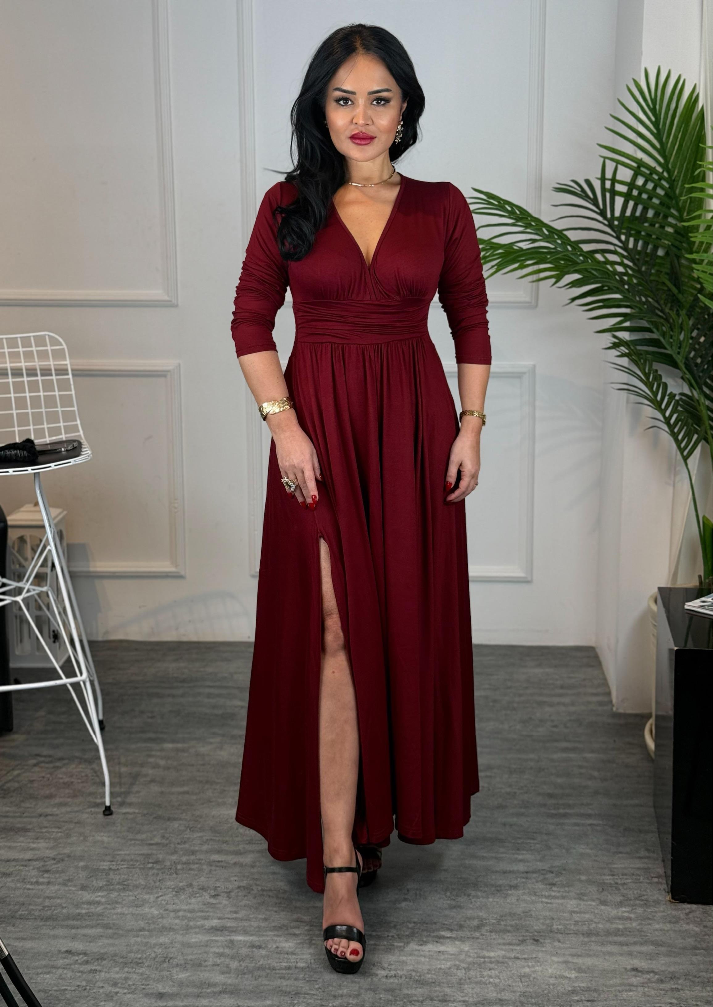 4699 Karolina  bordo elbise4699