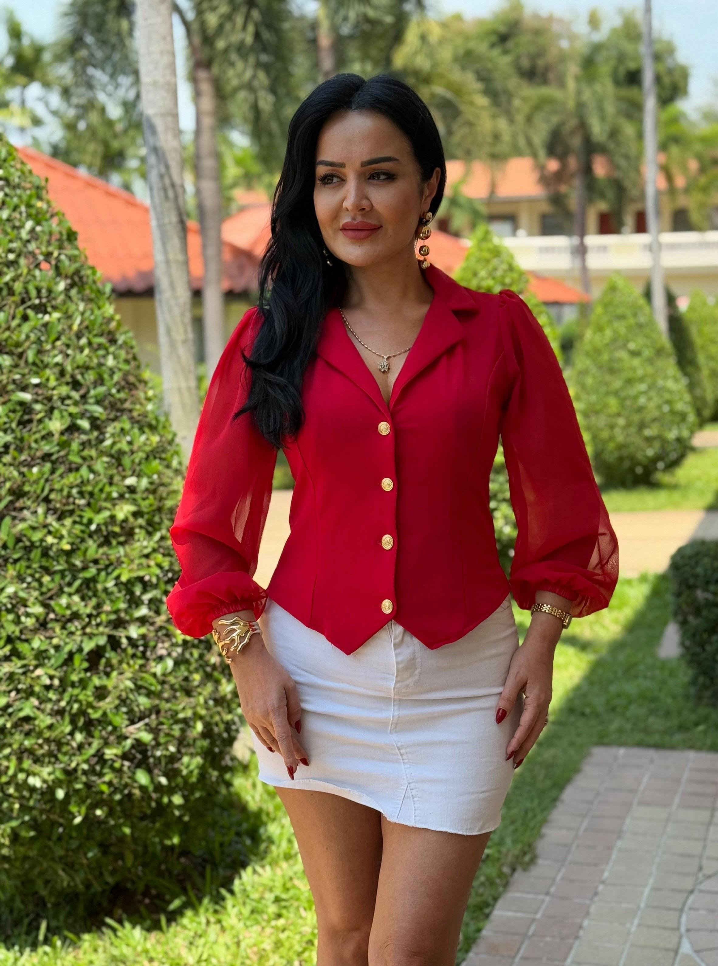 4703 Baleria     kolu şifon gömlek4703
