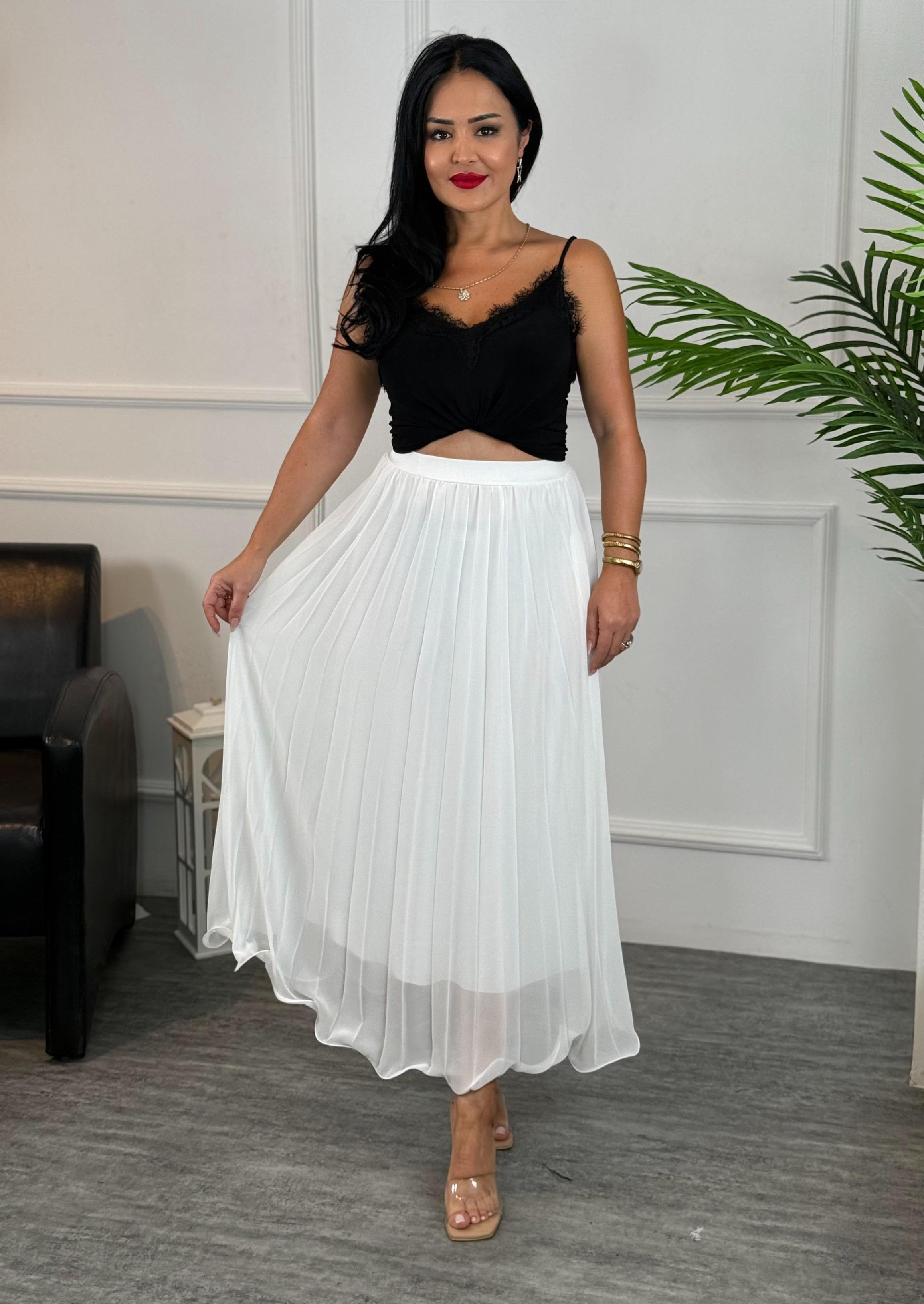 4736 Liya beyaz şifon etek4736