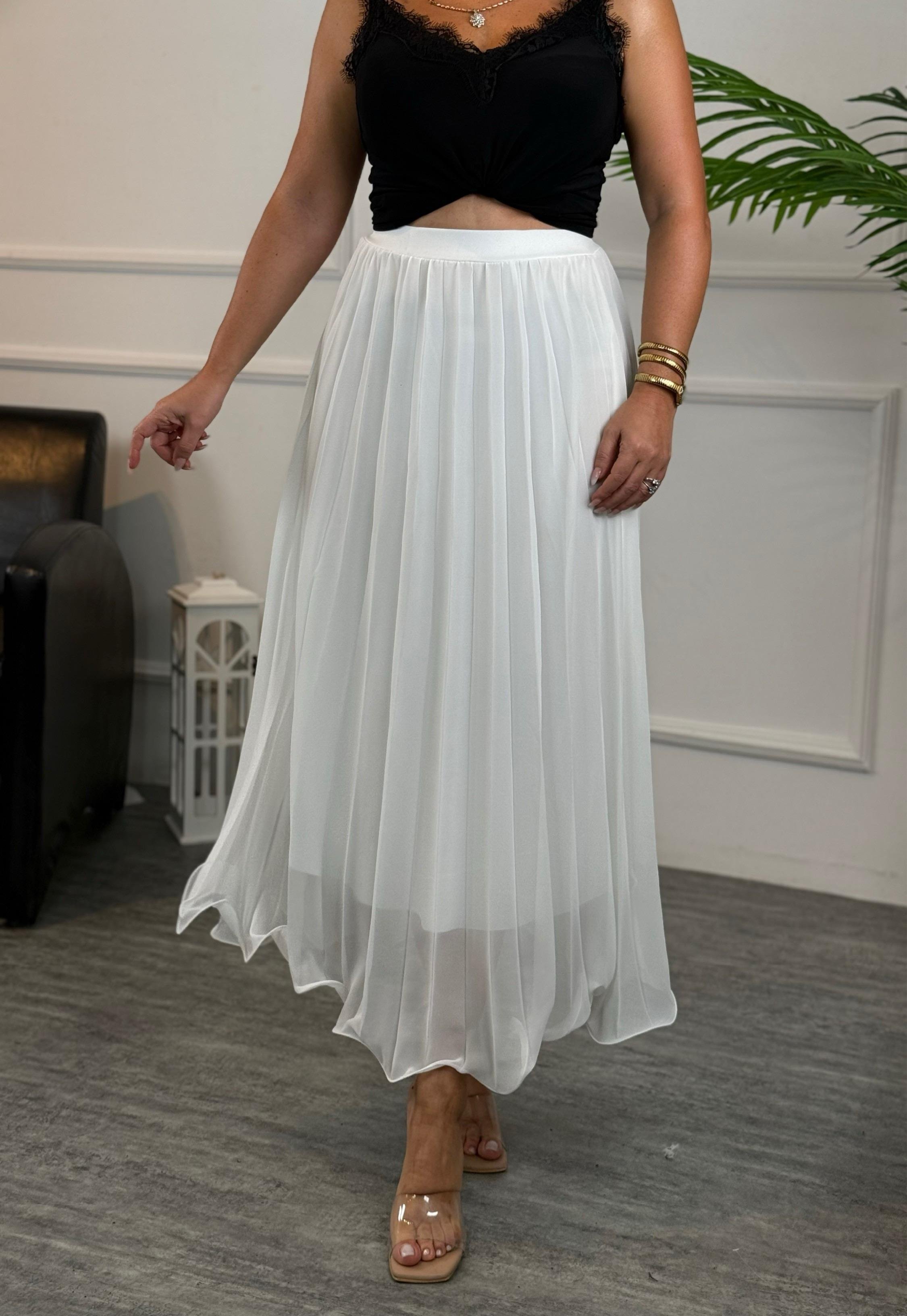 4736 Liya beyaz şifon etek4736