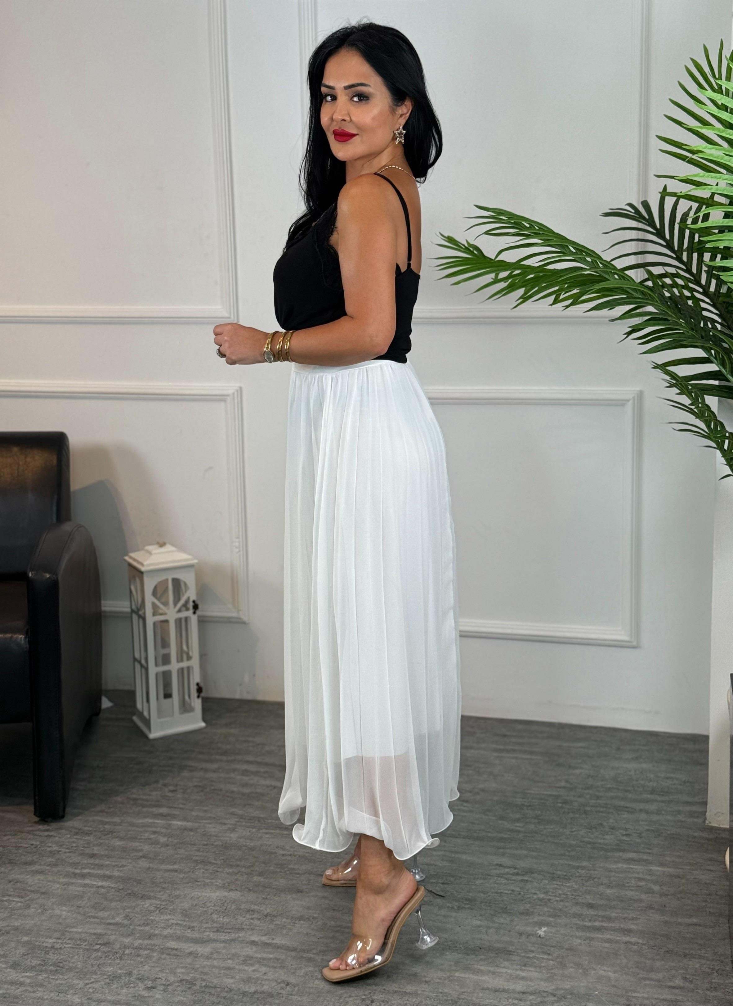 4736 Liya beyaz şifon etek4736