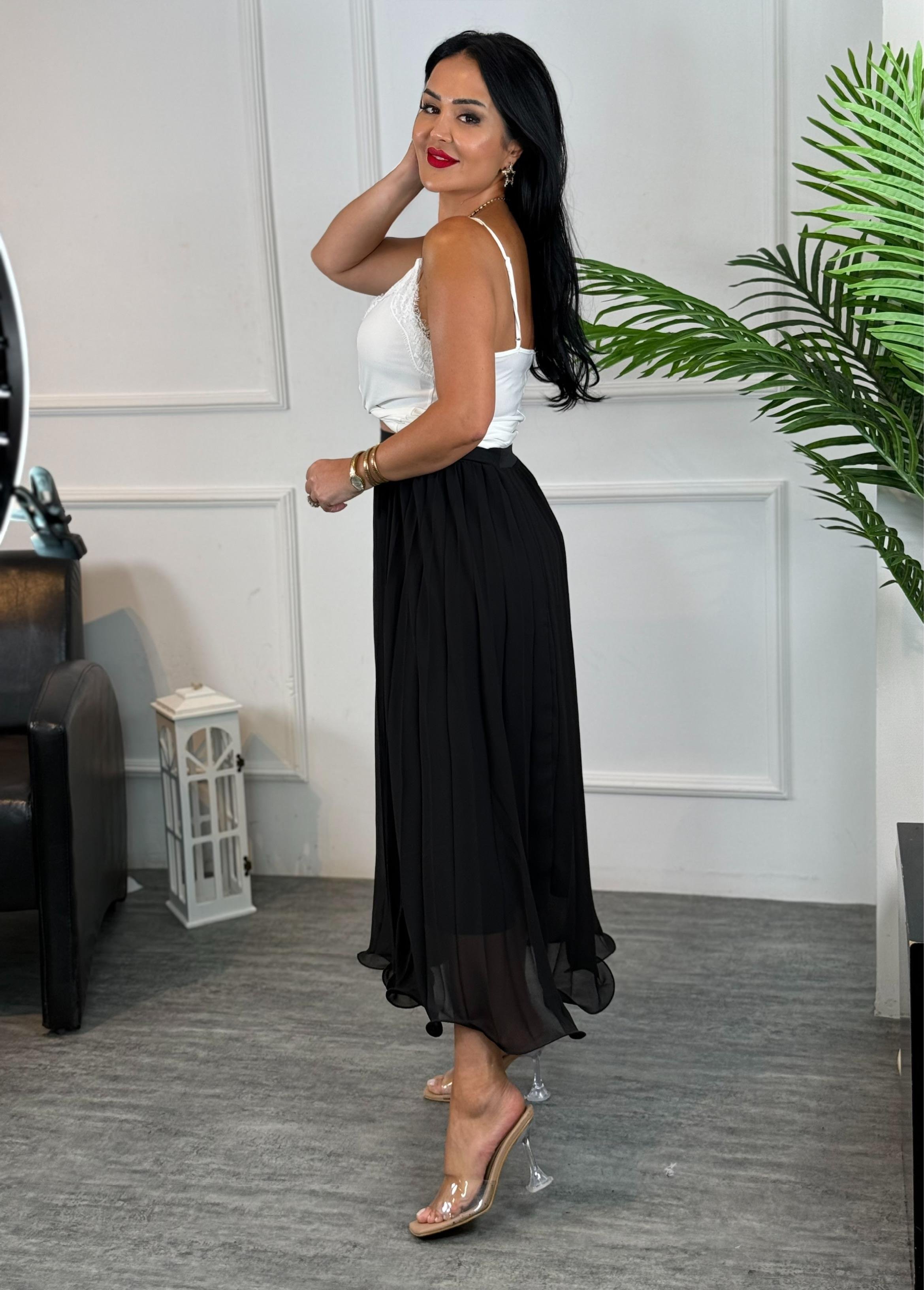 4736 Liya siyah şifon etek4736