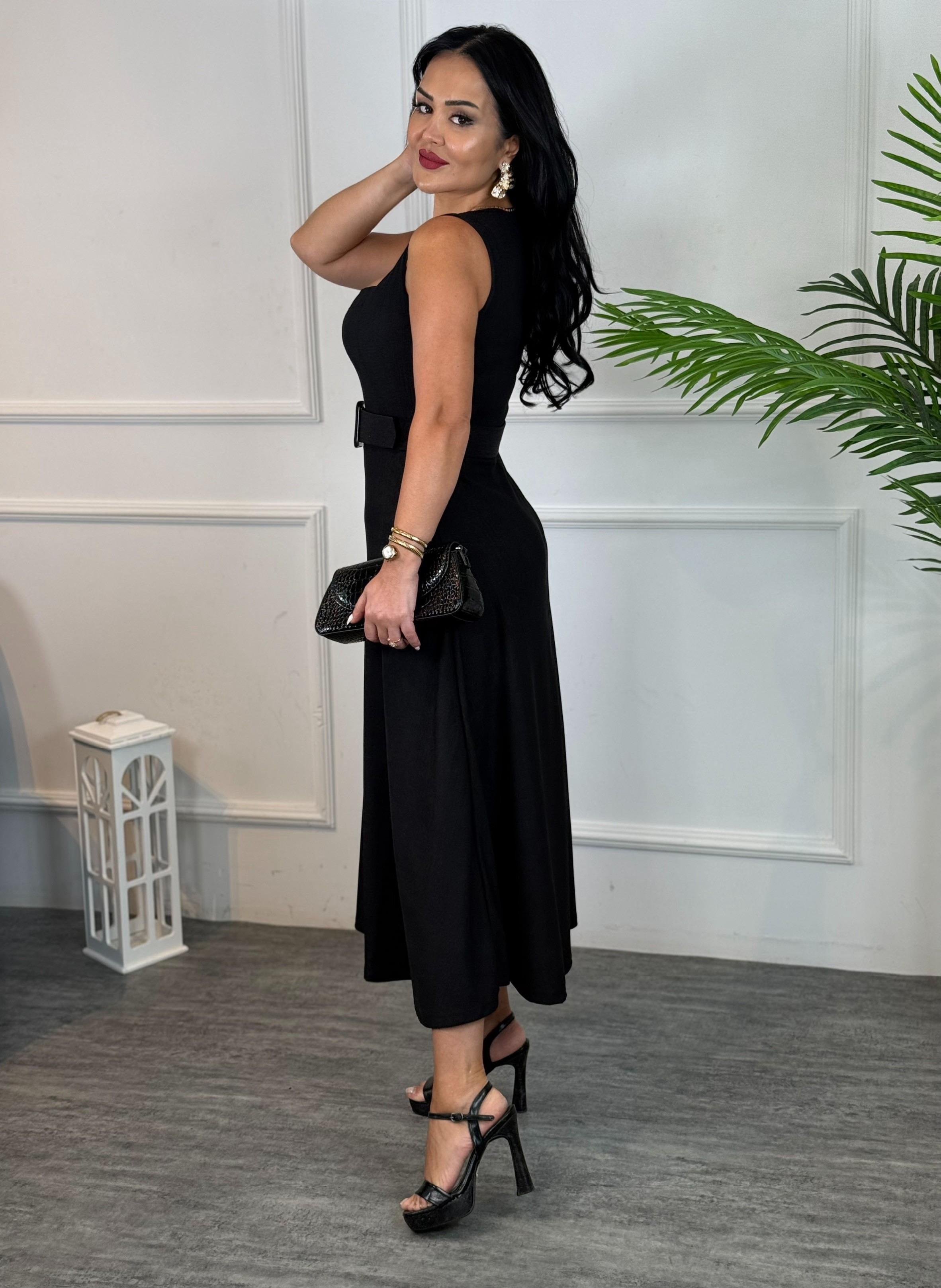 4764   Sierra kare yaka kemerli  elbise 4764