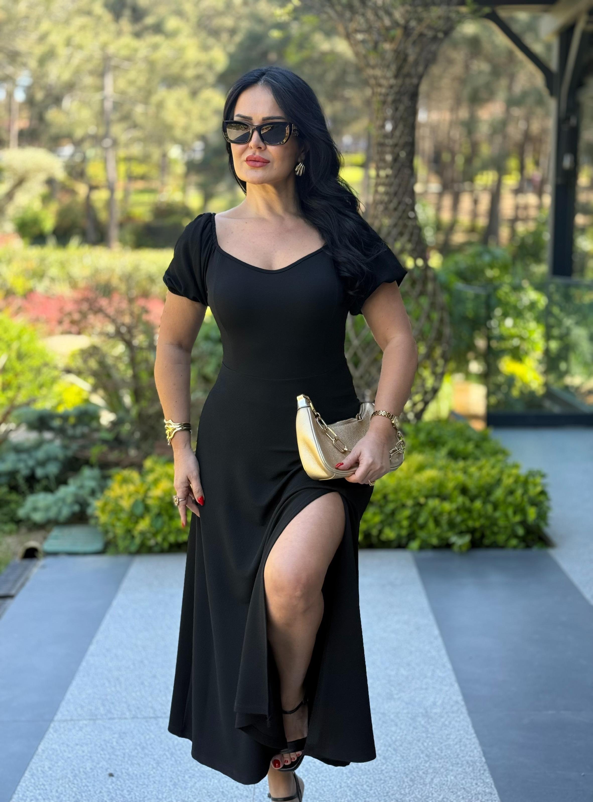4771 Vanessa  siyah  elbise4771