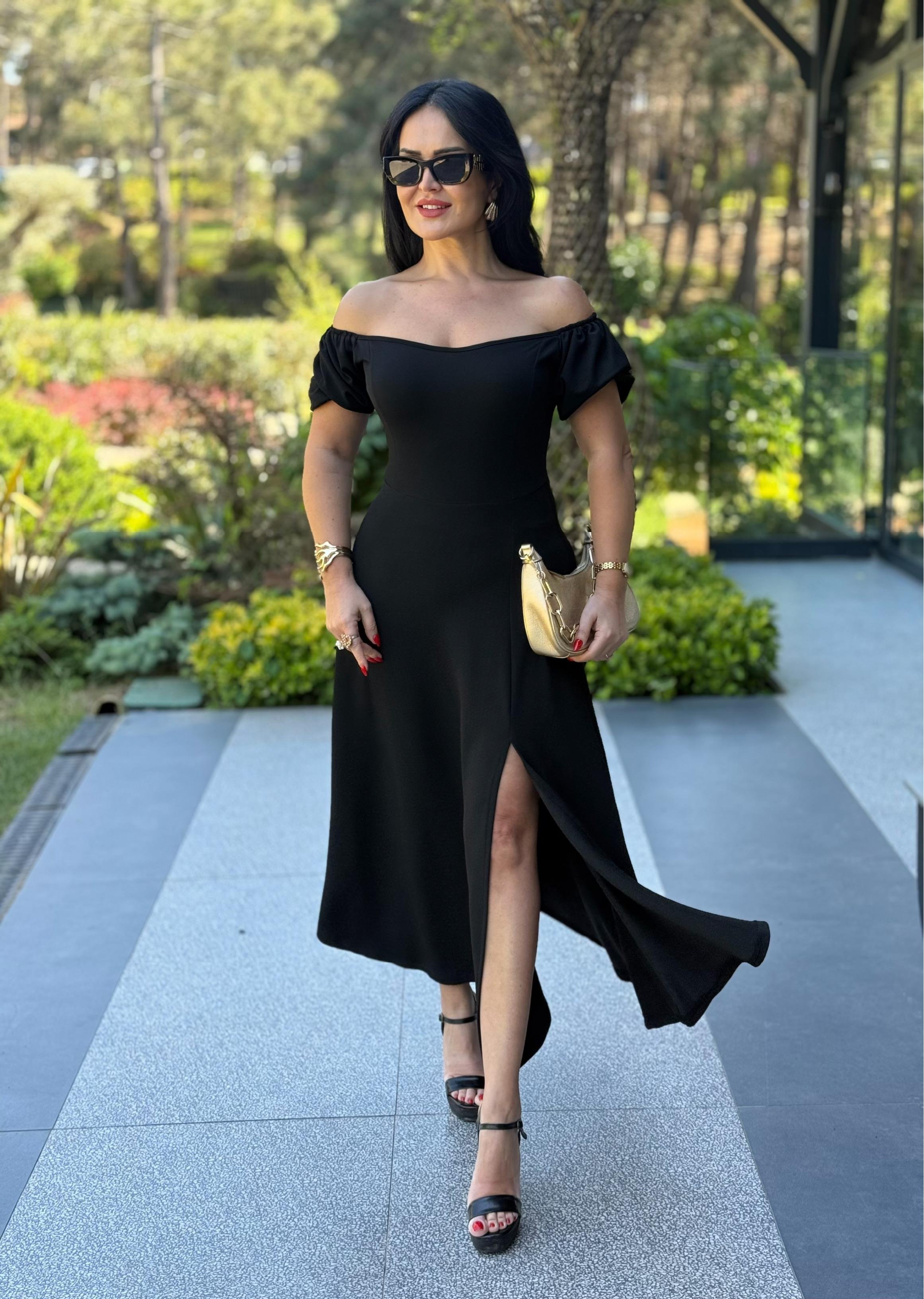 4771 Vanessa  siyah  elbise4771