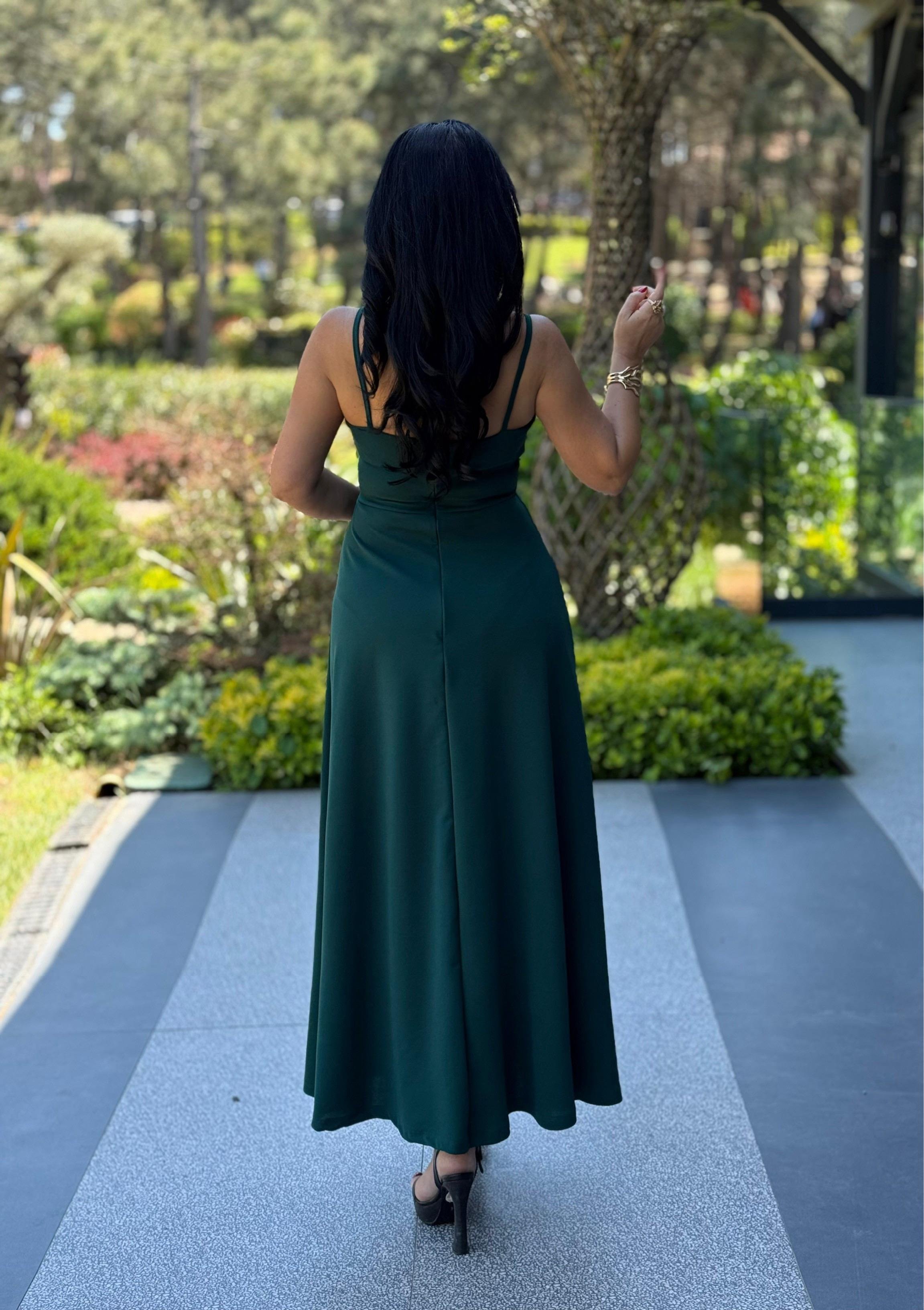 4773 Dream yeşil elbise4773