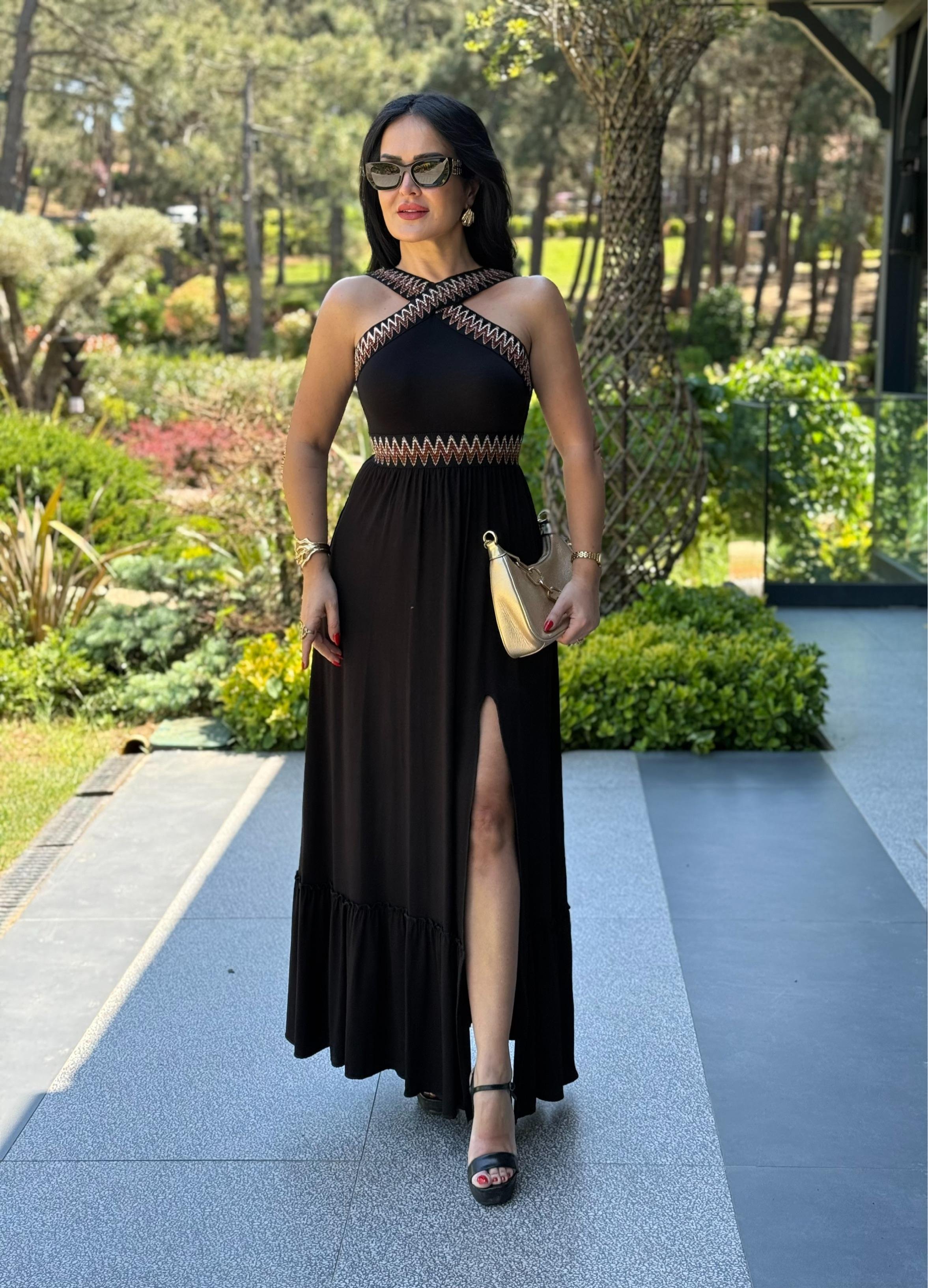 4774  Starry siyah elbise4774