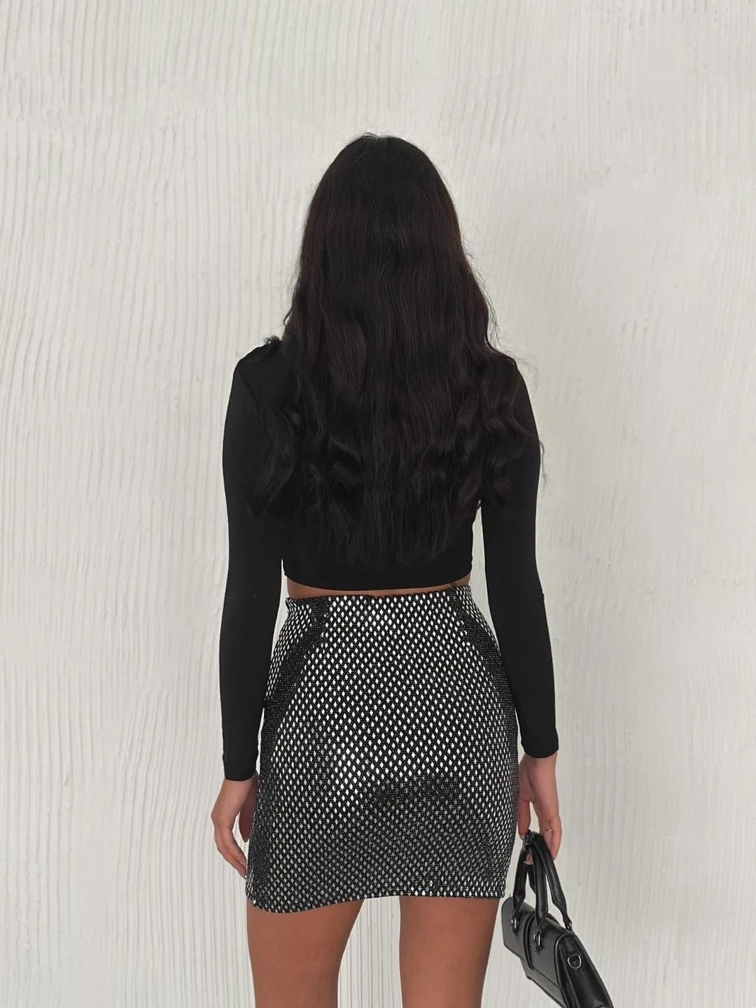 4777  Pullu Mini Roma Etek4777