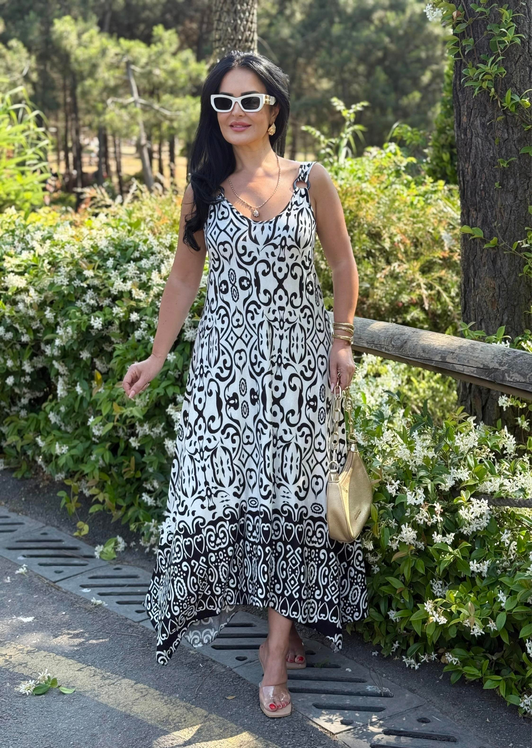 4806 Diora          rahat kalıp halka detaylı elbise4806 