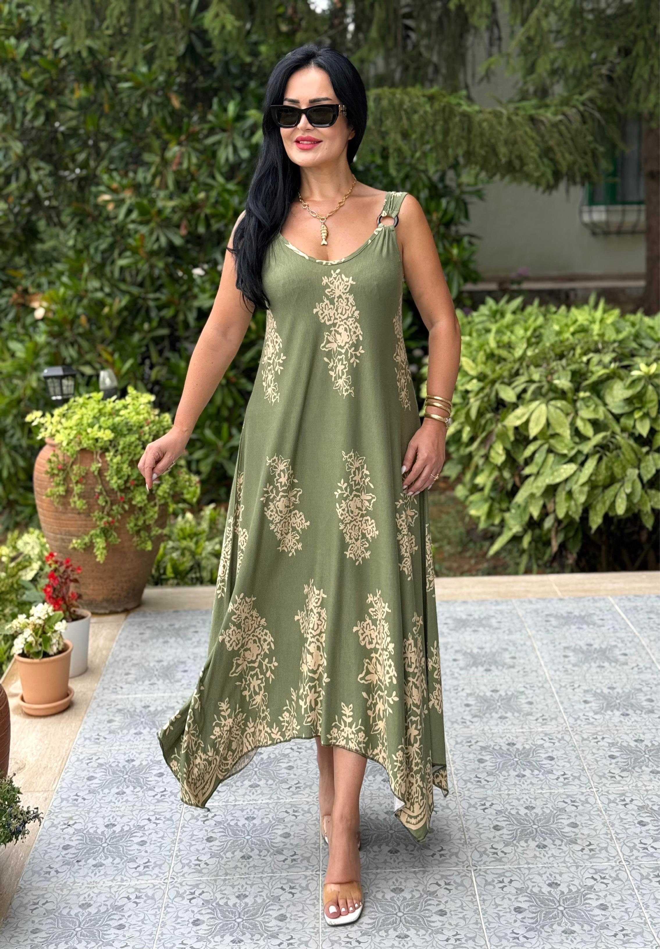 4806 Diora        rahat kalıp halka detaylı elbise4806 